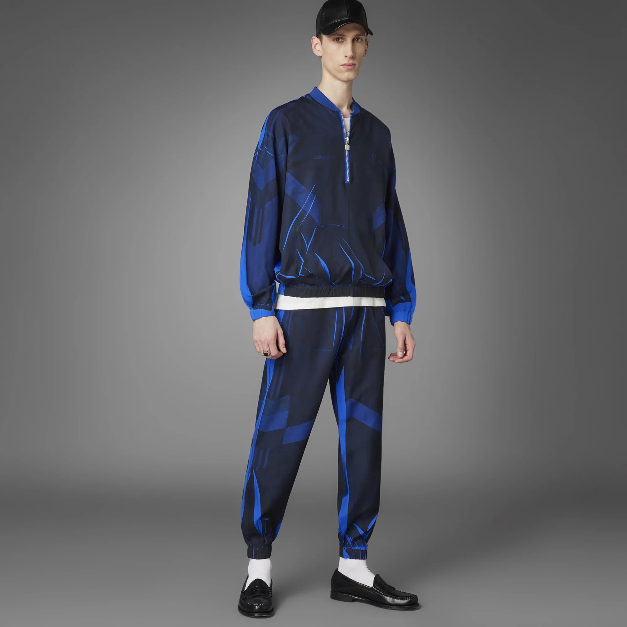 Adidas Mens Blueversion Half-Zip Soccer Silk Tracktop - Image 2