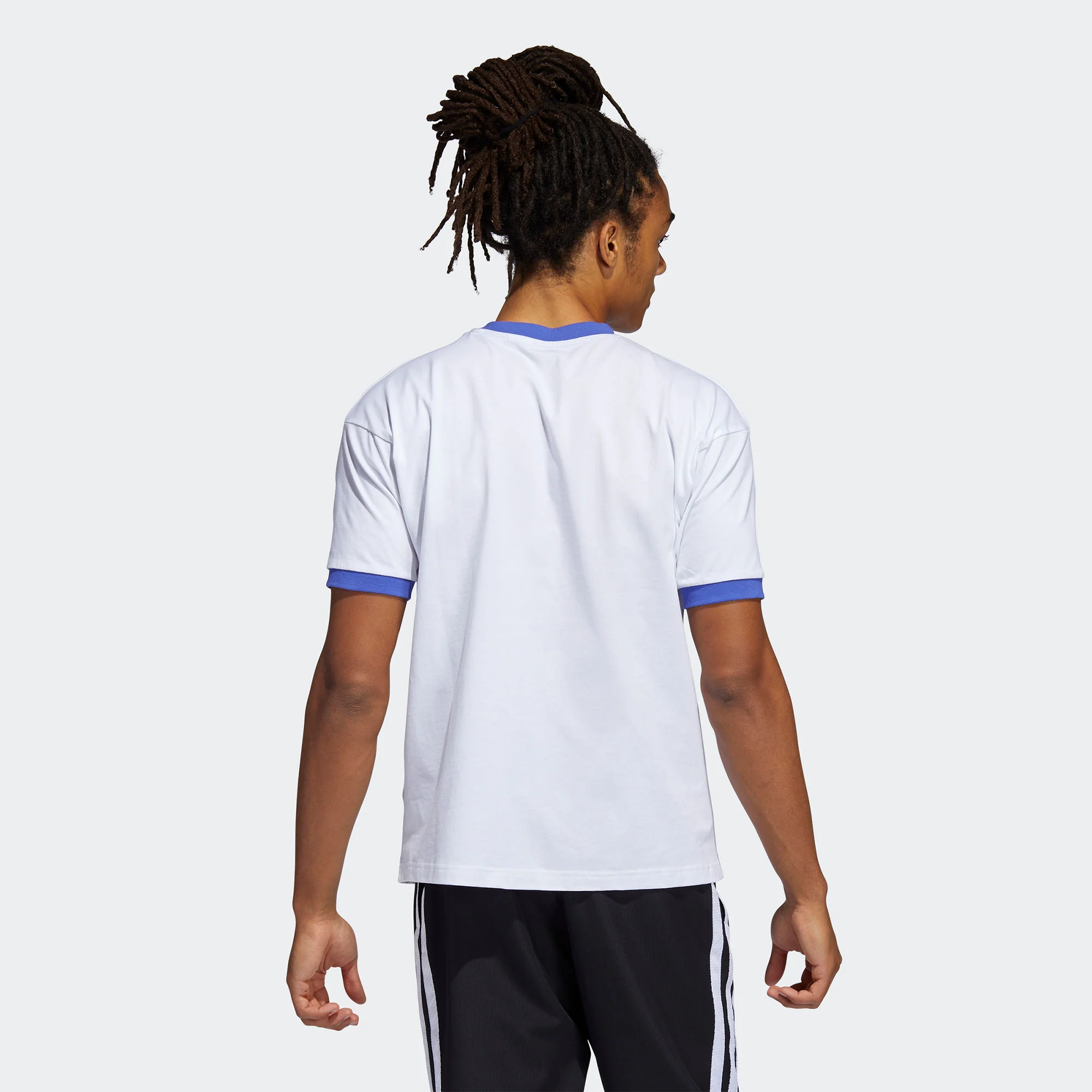 Adidas x Eric Emanuel Mens Hoops Summer Tee 'White/Sonic Ink' - Image 3