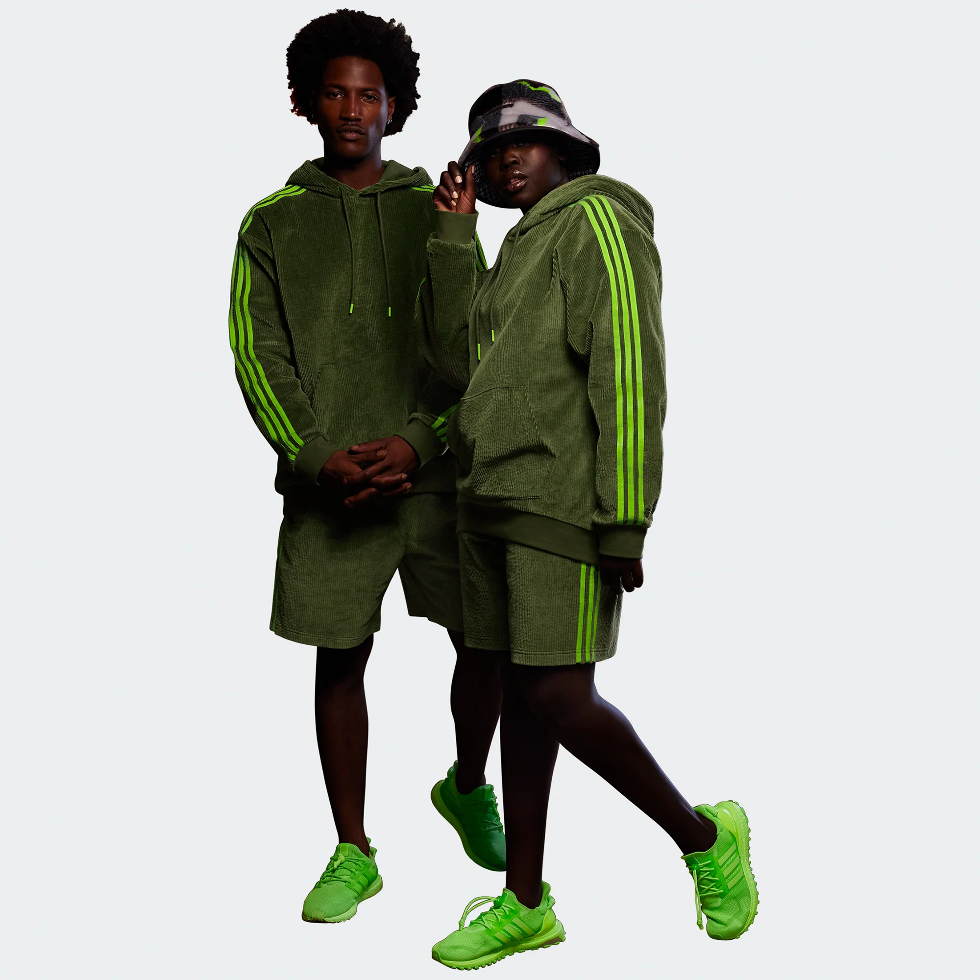 Adidas x Ivy Park Corduroy Hoodie 'Wild Pine Solar Slime' - Image 2