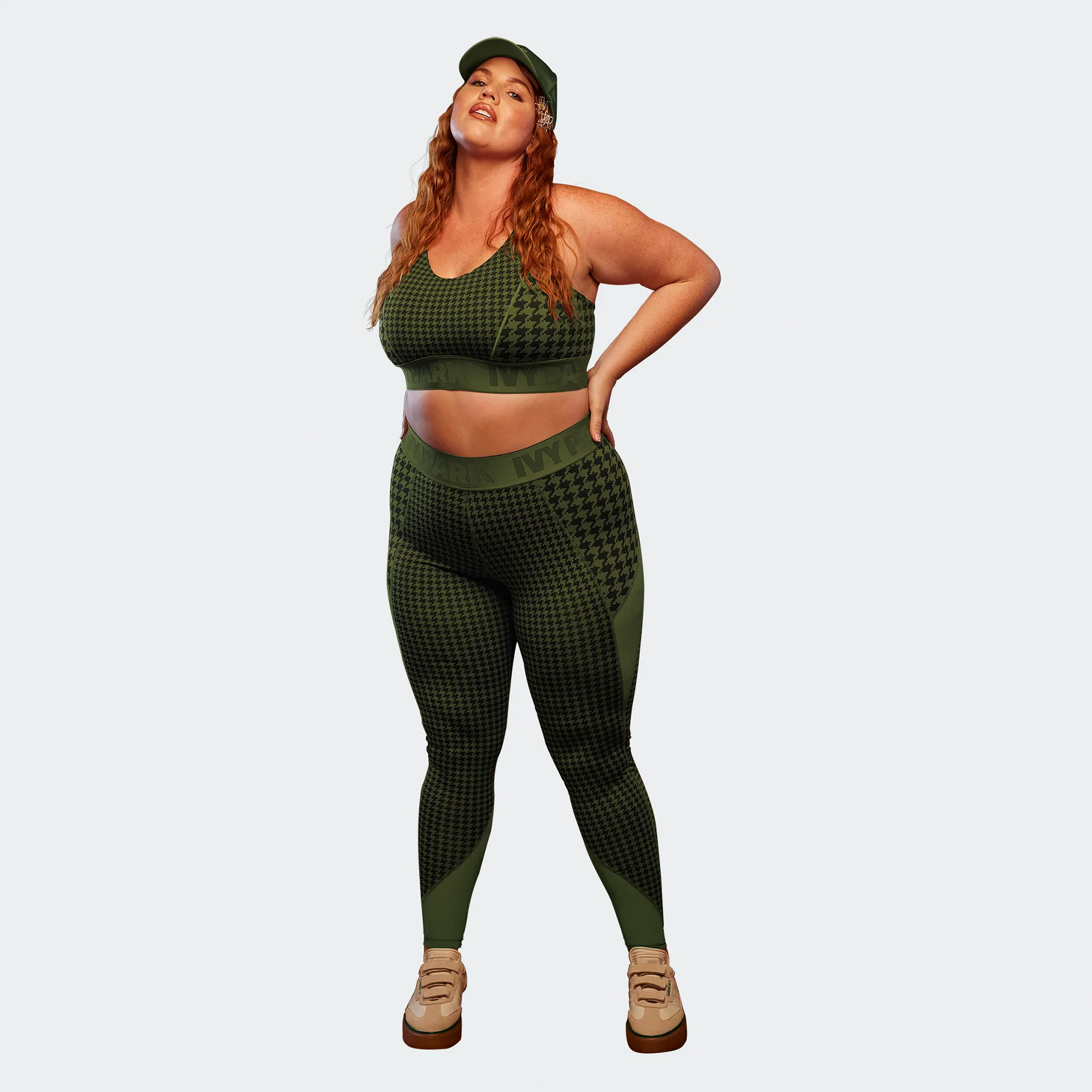 Adidas x Ivy Park Womens Branded 3 Stripe Tight 'Wild Pine/Black' - Image 2