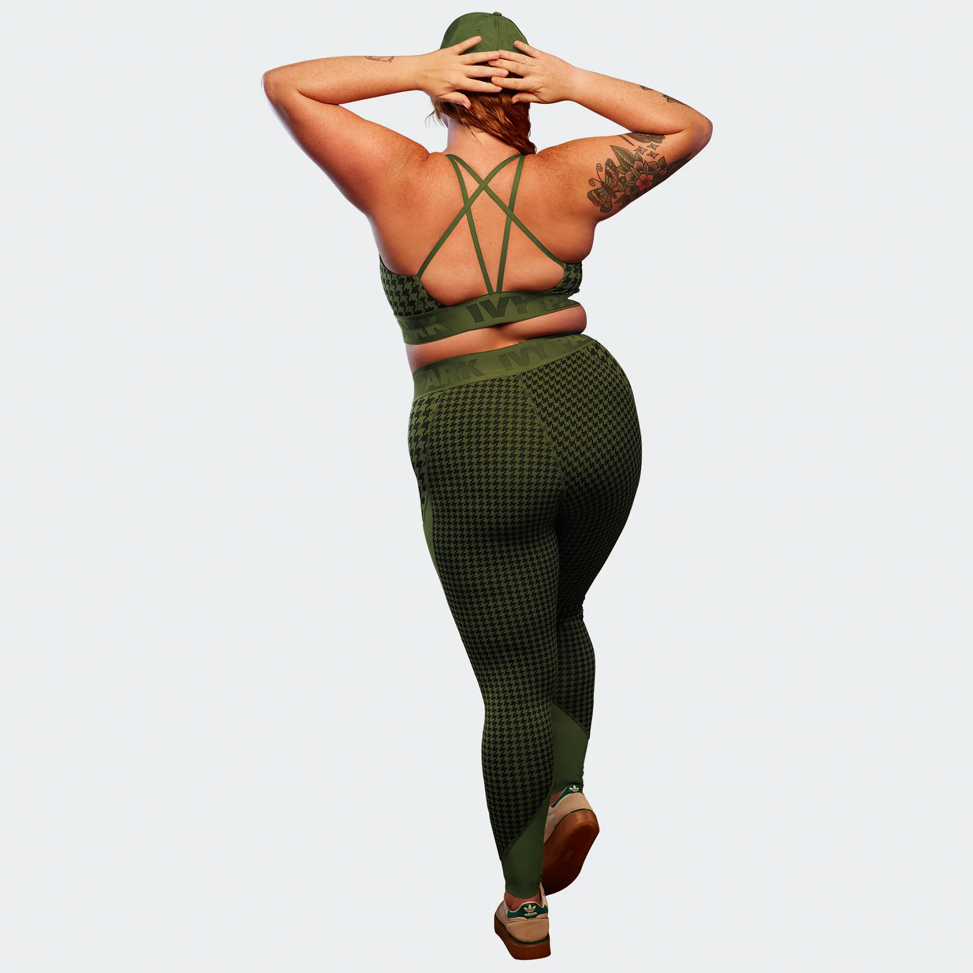 Adidas x Ivy Park Womens Branded 3 Stripe Tight 'Wild Pine/Black' - Image 3