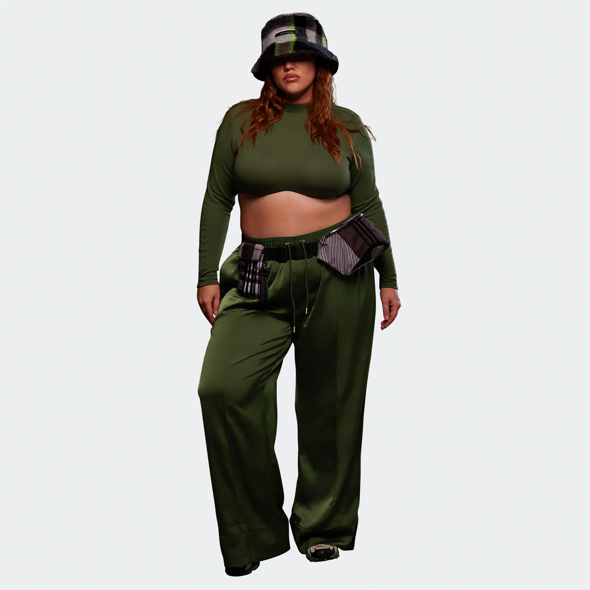 Adidas x Ivy Park Womens Long Sleeve Crop Top 'Wild Pine' - Image 2