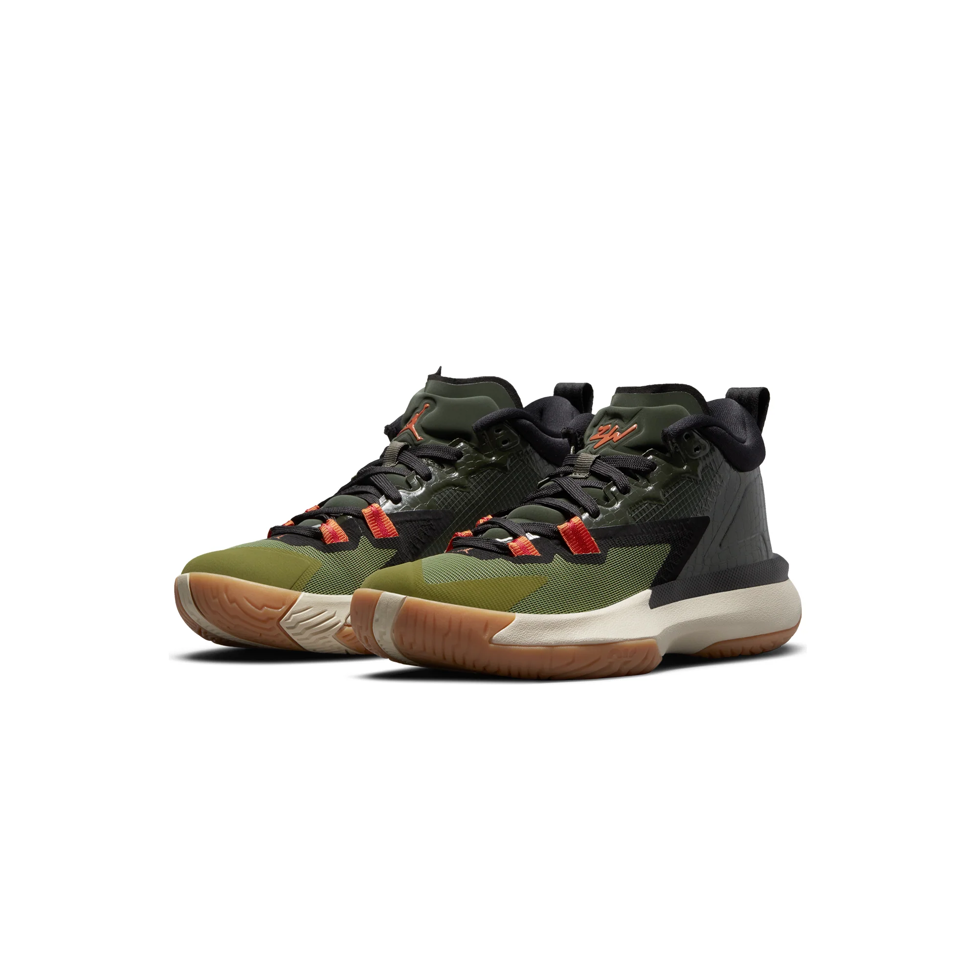 Air Jordan Kids Zion 1 Shoes 'Carbon Green/Black' - Image 2