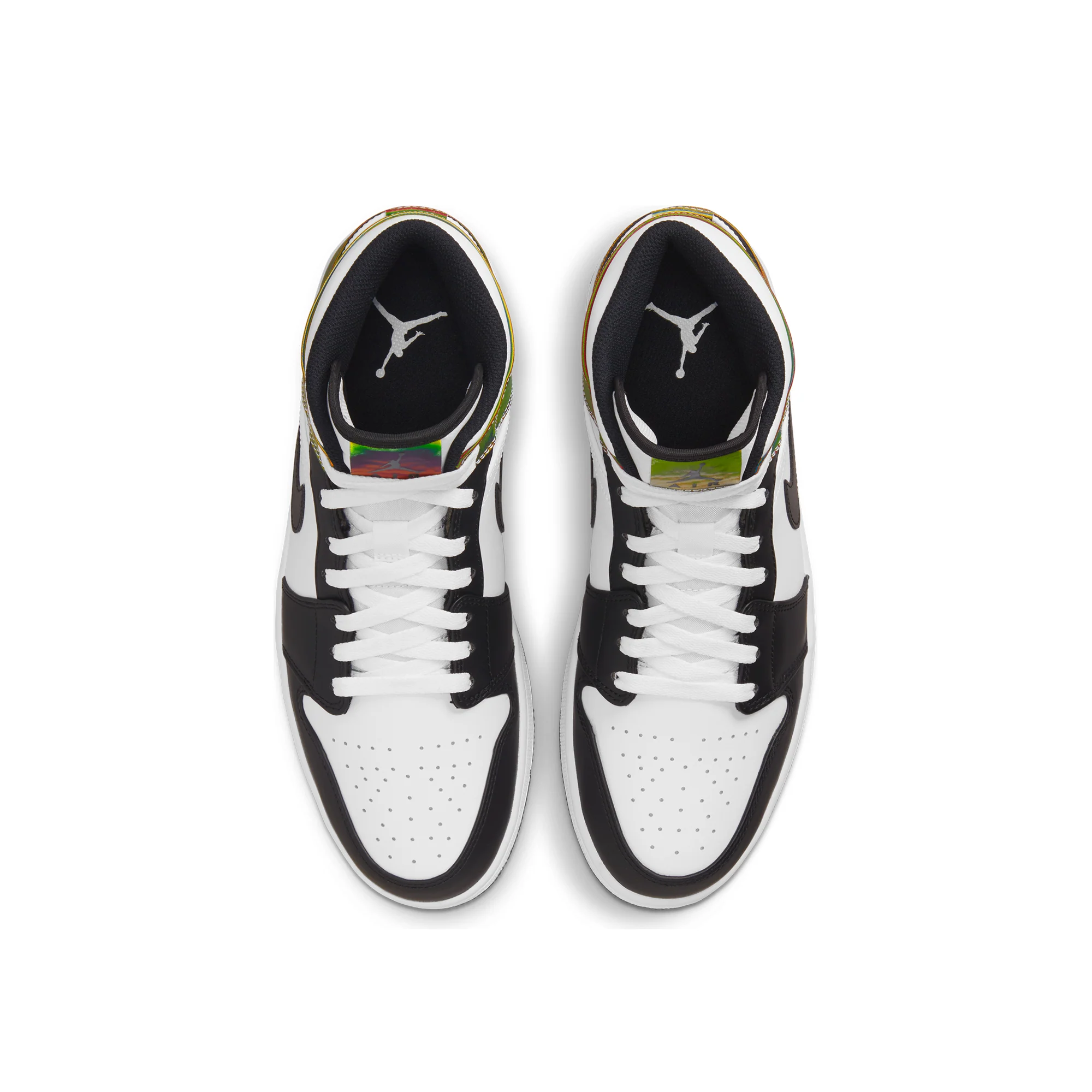 Air Jordan Mens 1 Mid SE Shoes White/Black - Image 4