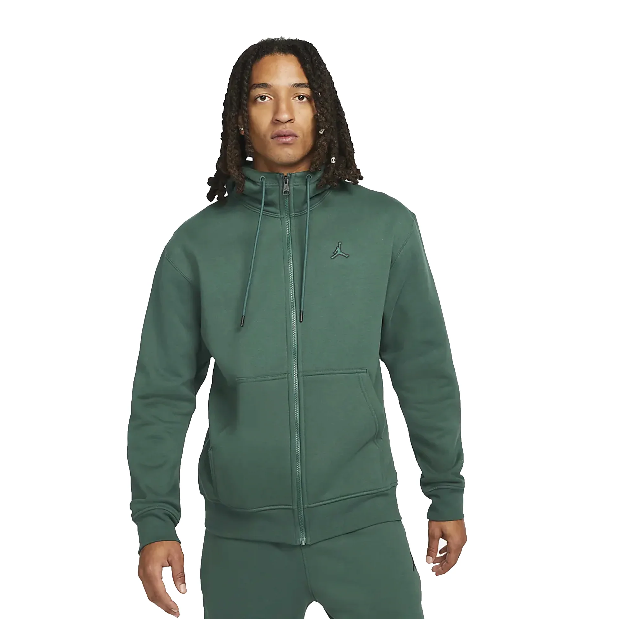 Air Jordan Mens Fleece Full-Zip Hoodie 'Noble Green' - Image 2