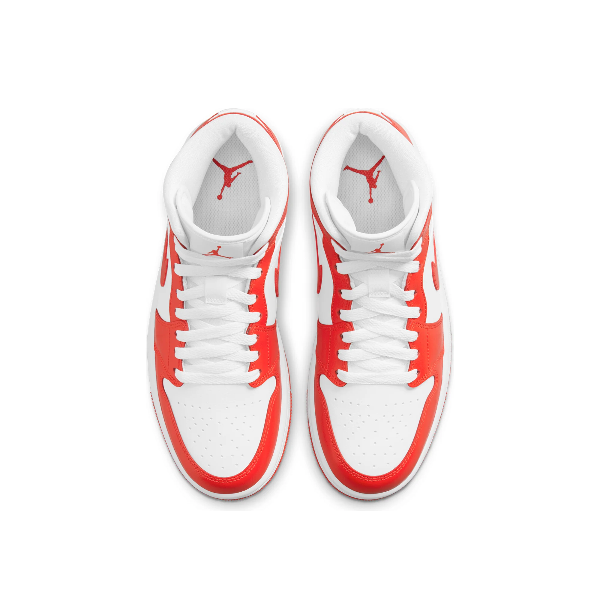 Air Jordan Womens 1 Mid Shoes 'White/Habanero Red' - Image 4