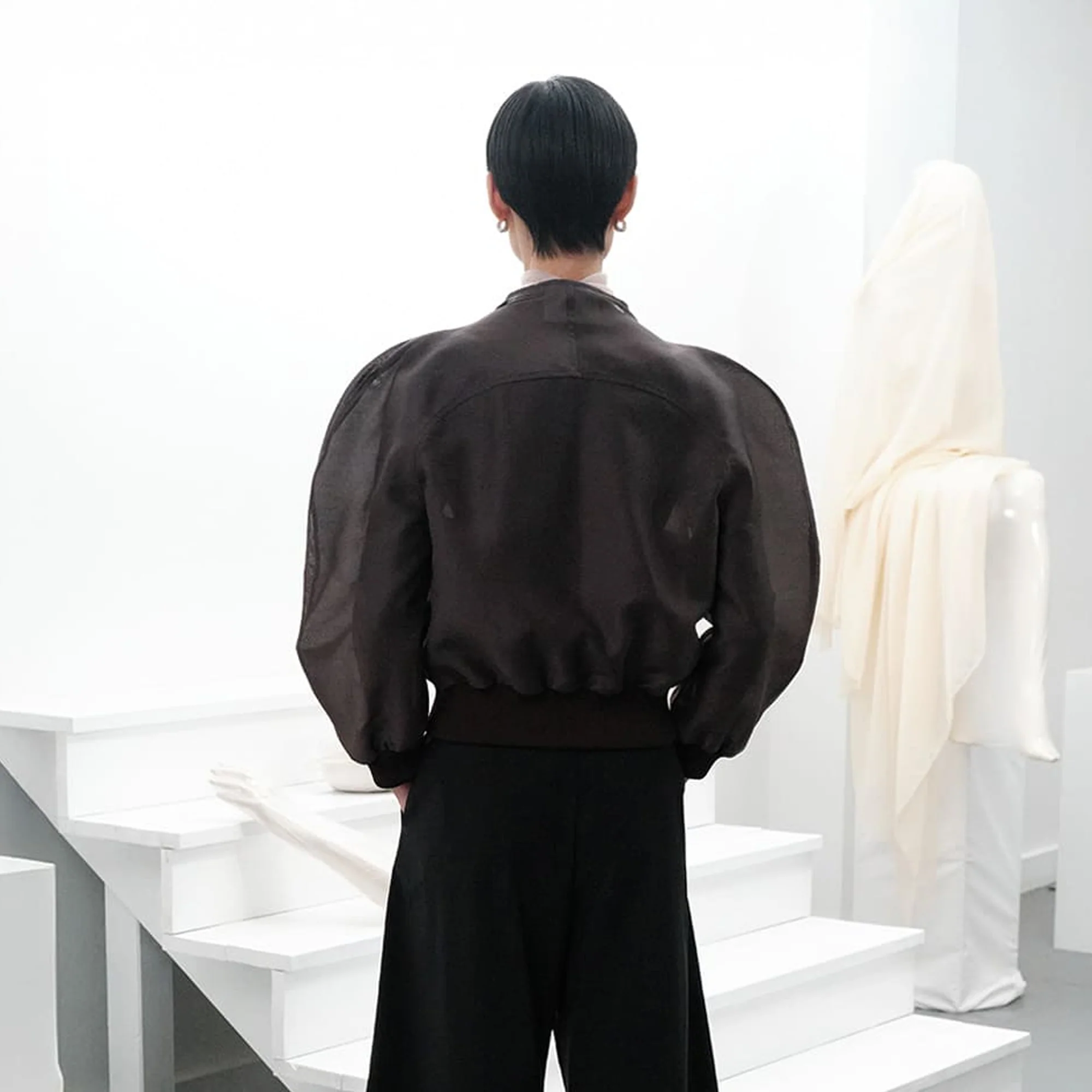 Amomento Womens Mock Neck Organza Jumper - Image 3