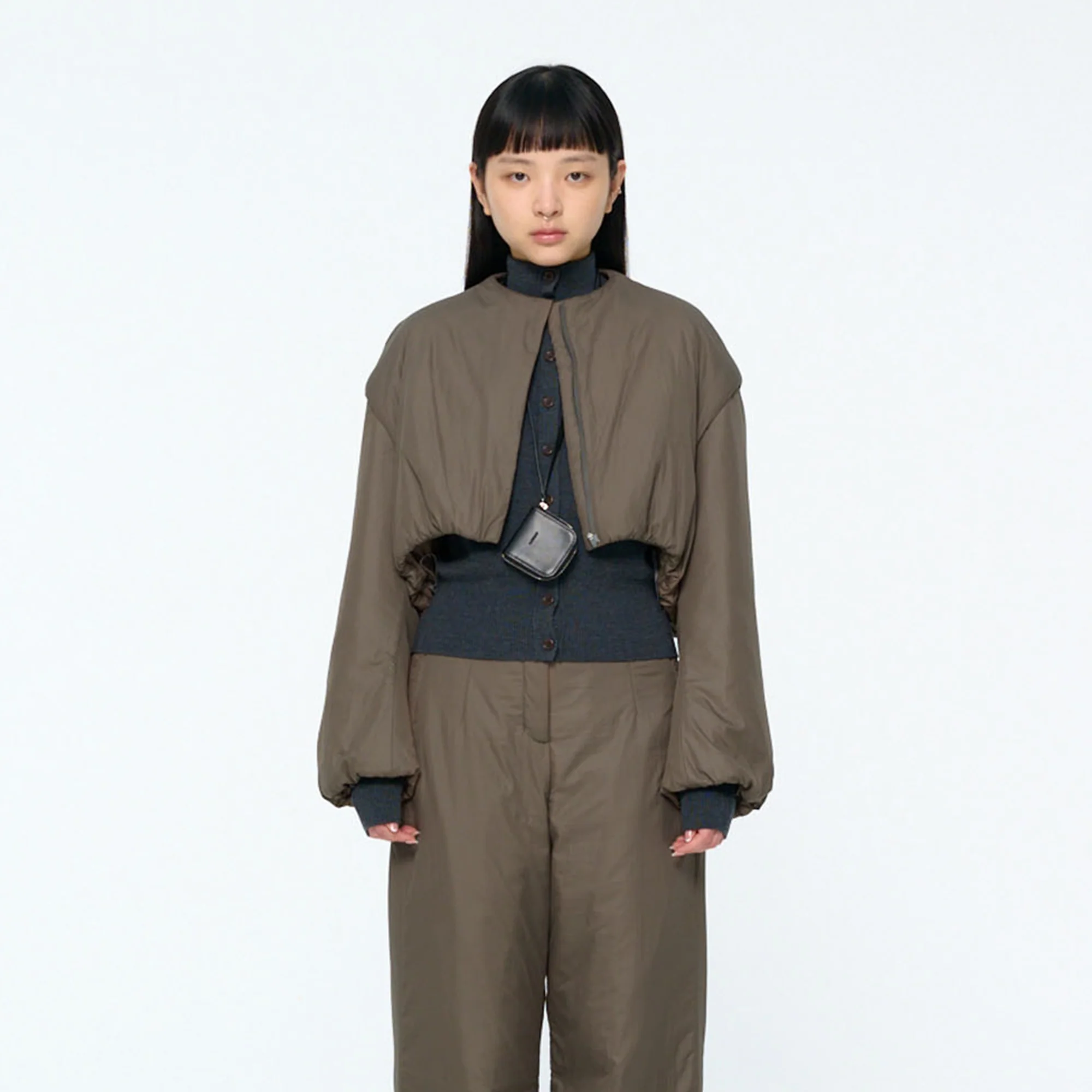 Amomento Womens Padded Nylon Crop Jumper - Image 2