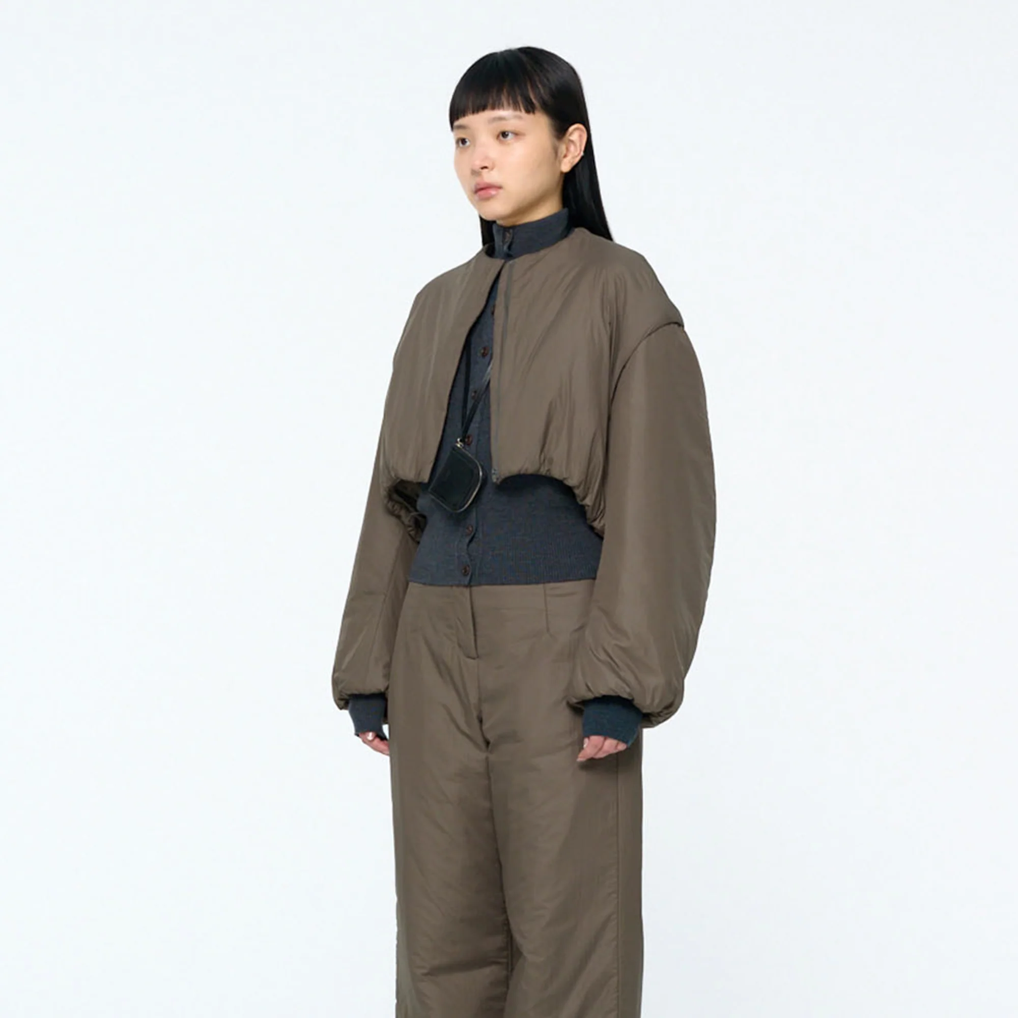 Amomento Womens Padded Nylon Crop Jumper - Image 4