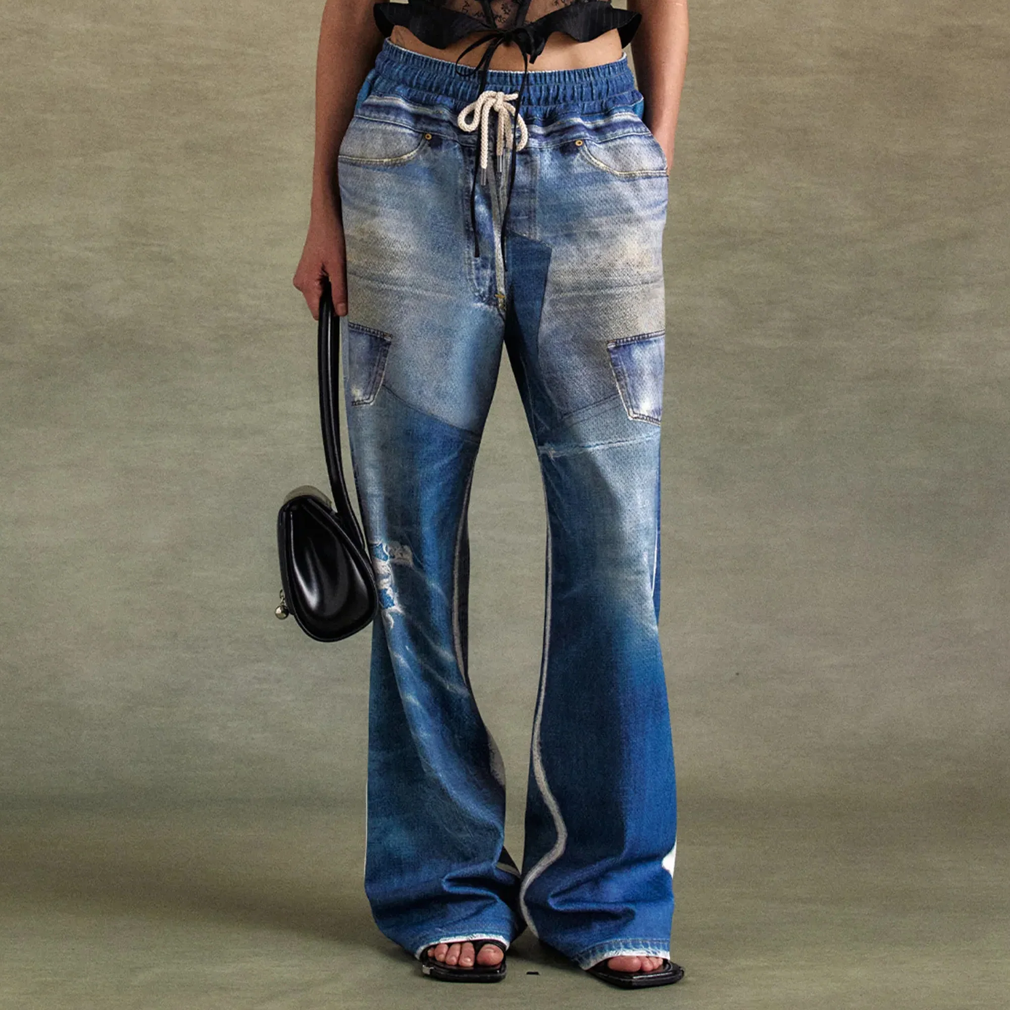 Andersson Bell Mens Denim Trompe L'oeil Mesh Pants - Image 2