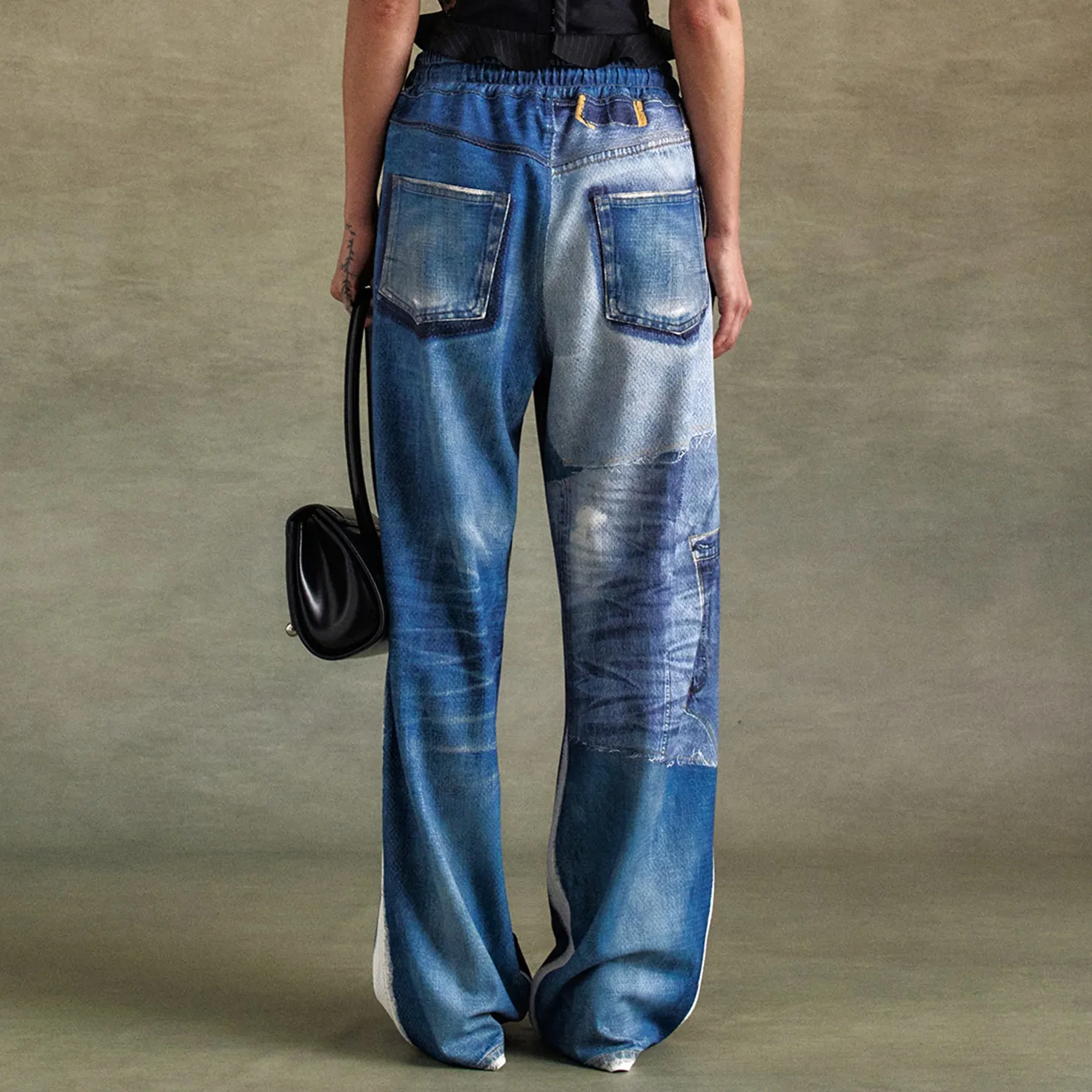 Andersson Bell Mens Denim Trompe L'oeil Mesh Pants - Image 3