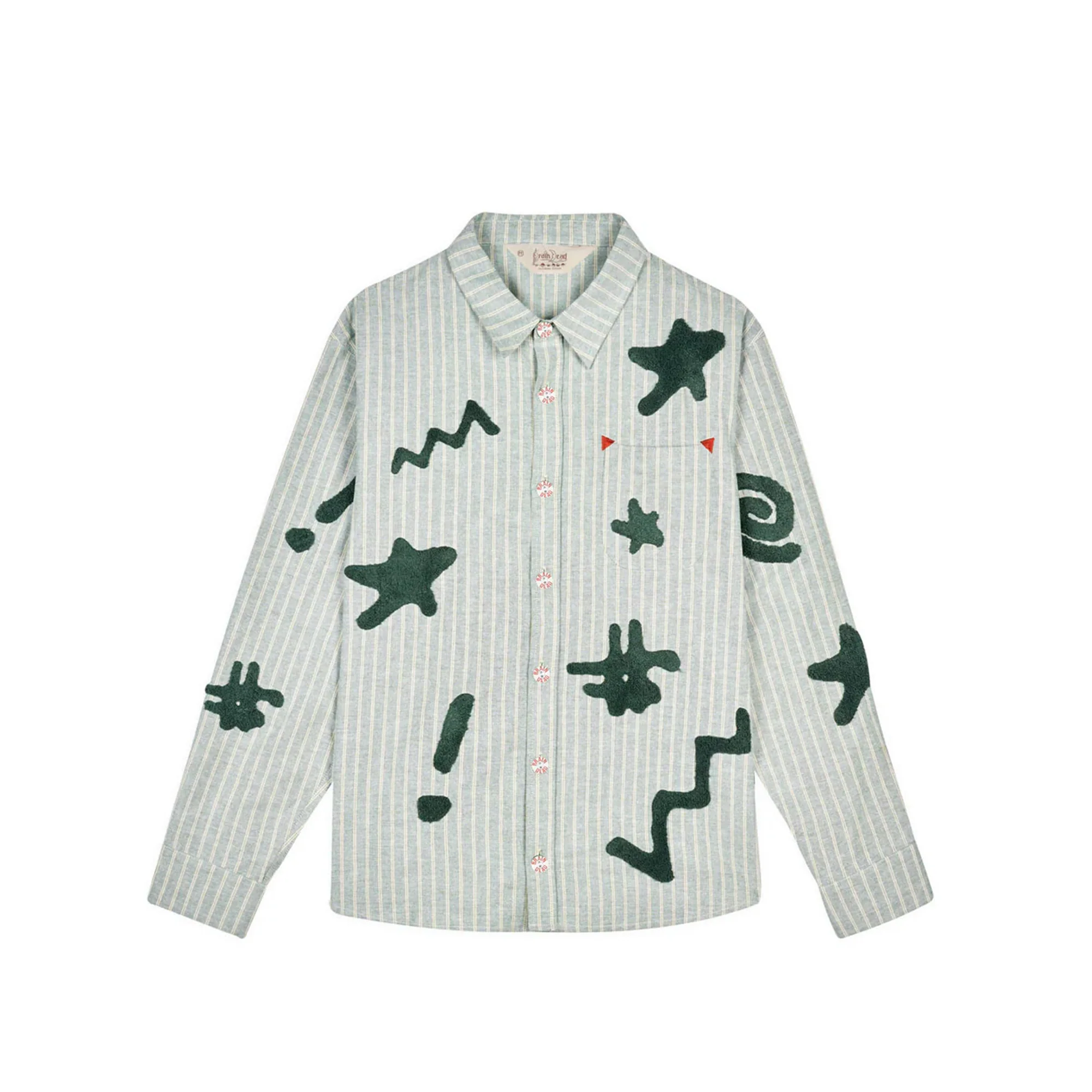 Brain Dead Mens Striped Chenille Symbol Shirt