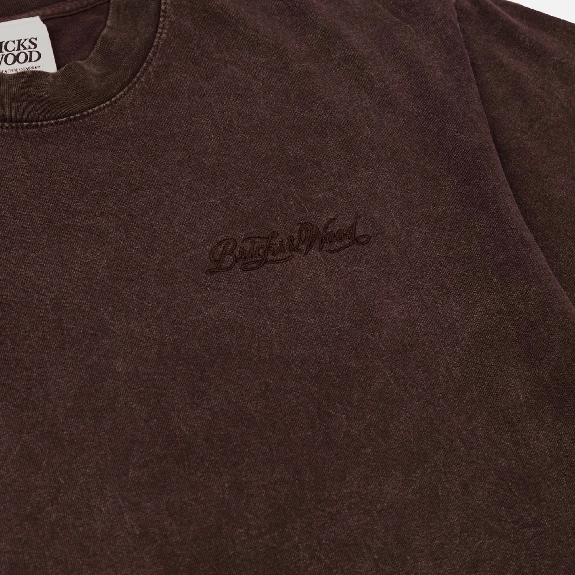 Bricks & Wood Mens Script Logo Mineral Wash SS Tee - Image 2