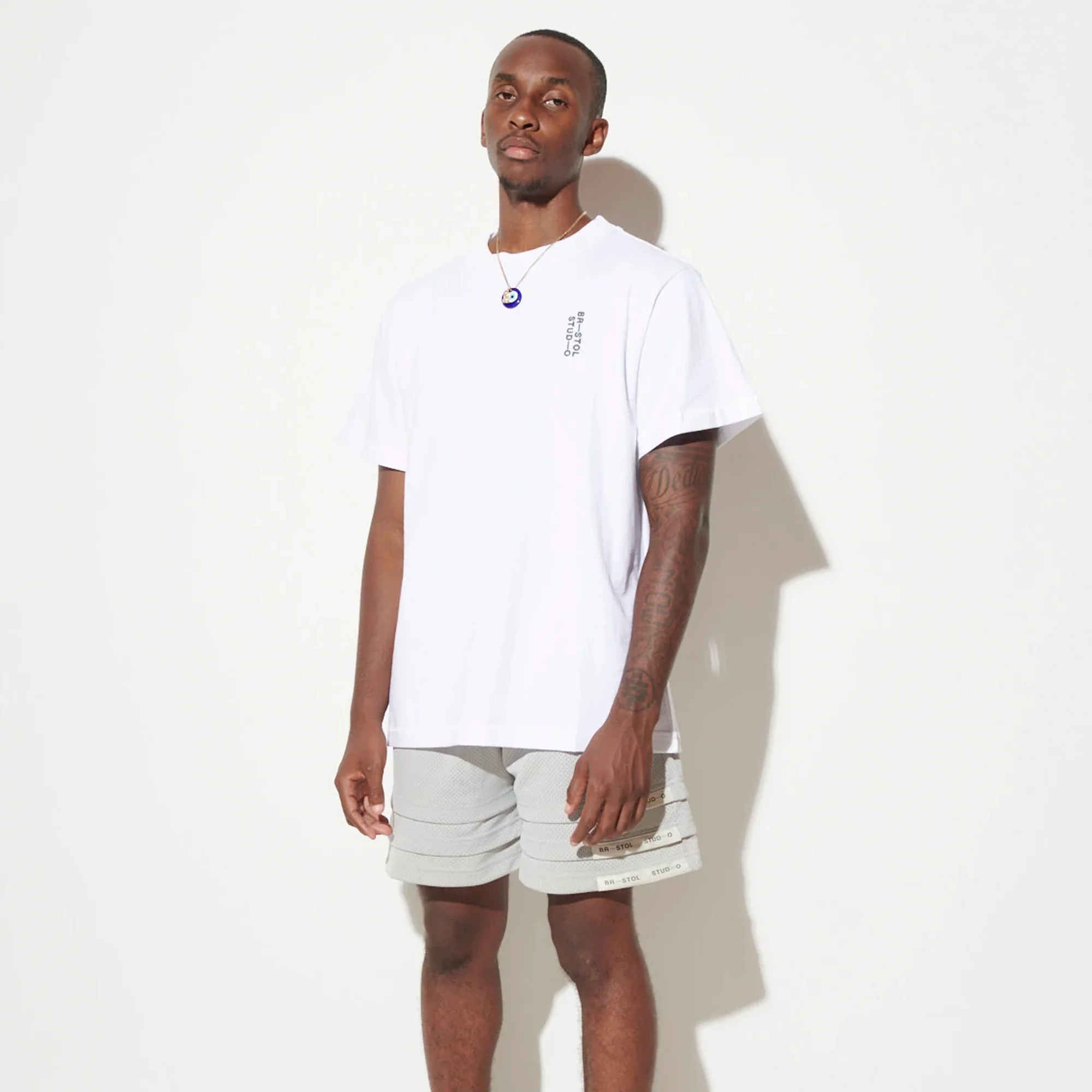 Bristol Studios Mens Signature Team Tee White/Green - Image 3