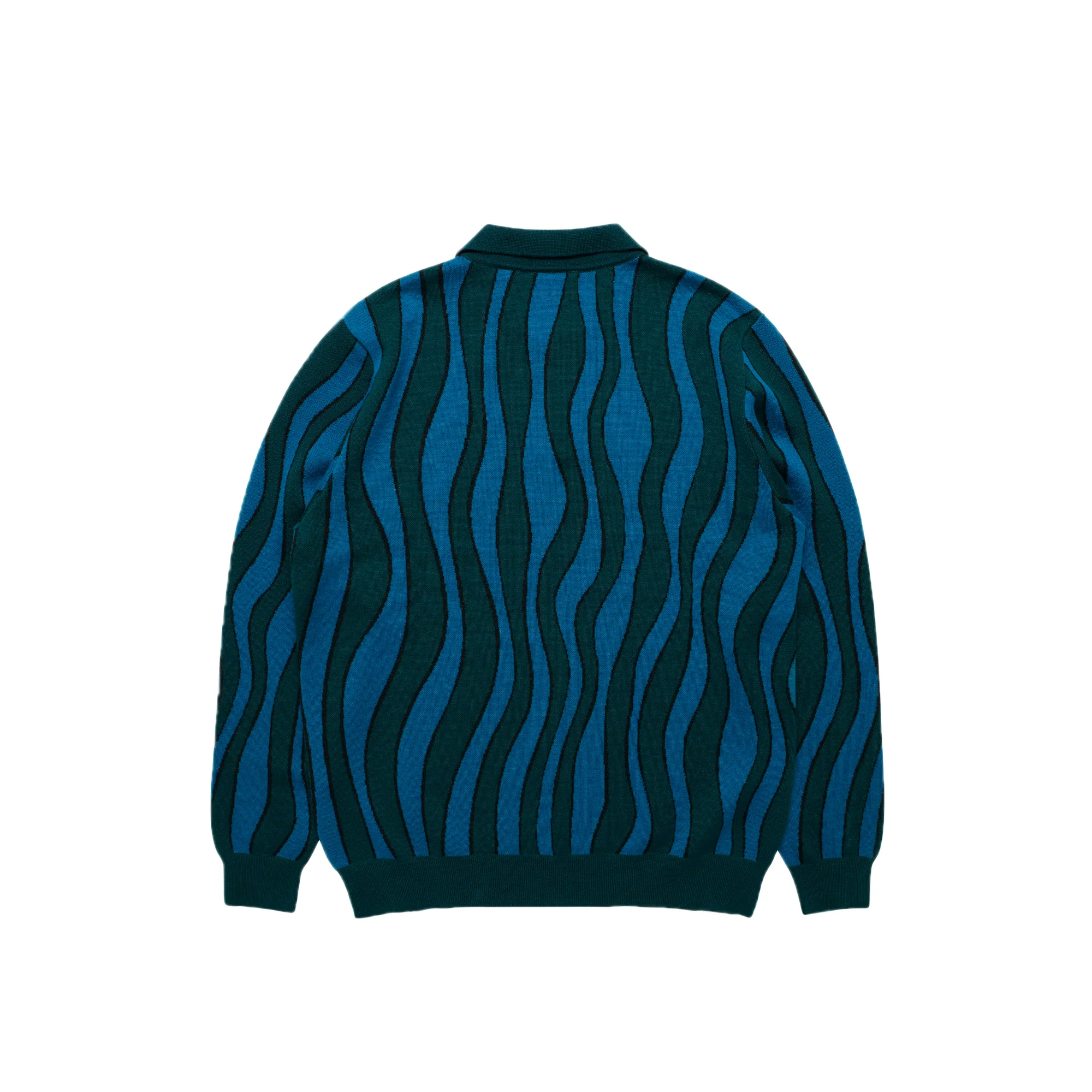 By Parra Mens Aqua Weed Waves Knitted Polo Shirt - Image 2