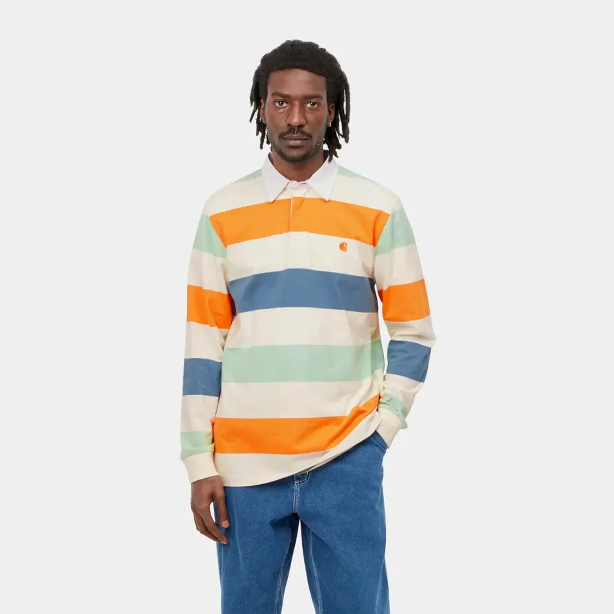 Carhartt WIP Mens Henwick Rugby Shirt Wax - Image 3