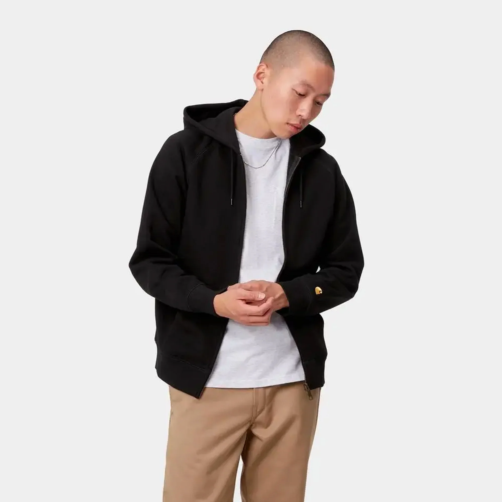 Carhartt WIP Mens Hooded Chase Jacket 'Black' - Image 2