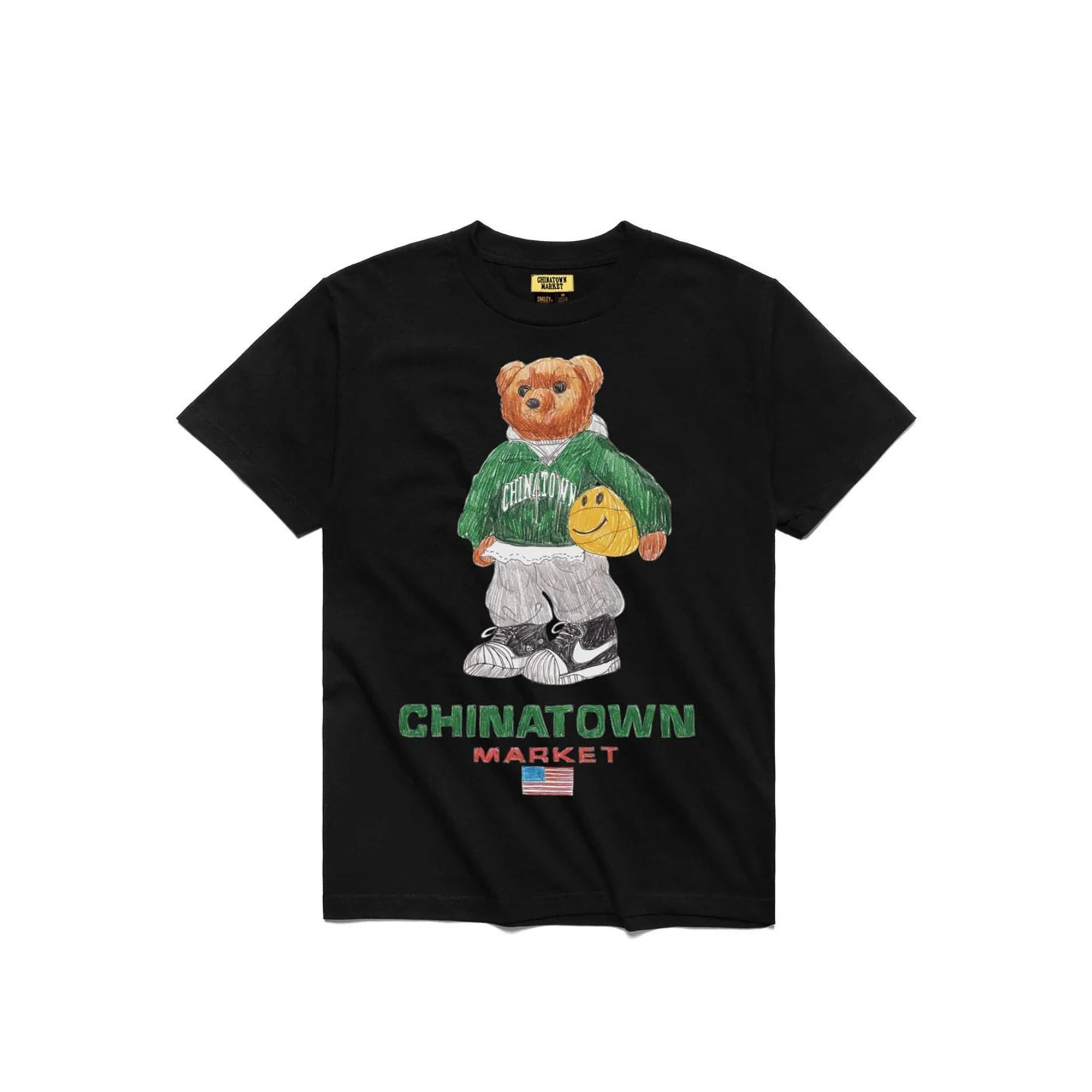 Chinatown Market Mens Smiley Sketch Basketball Bear Tee