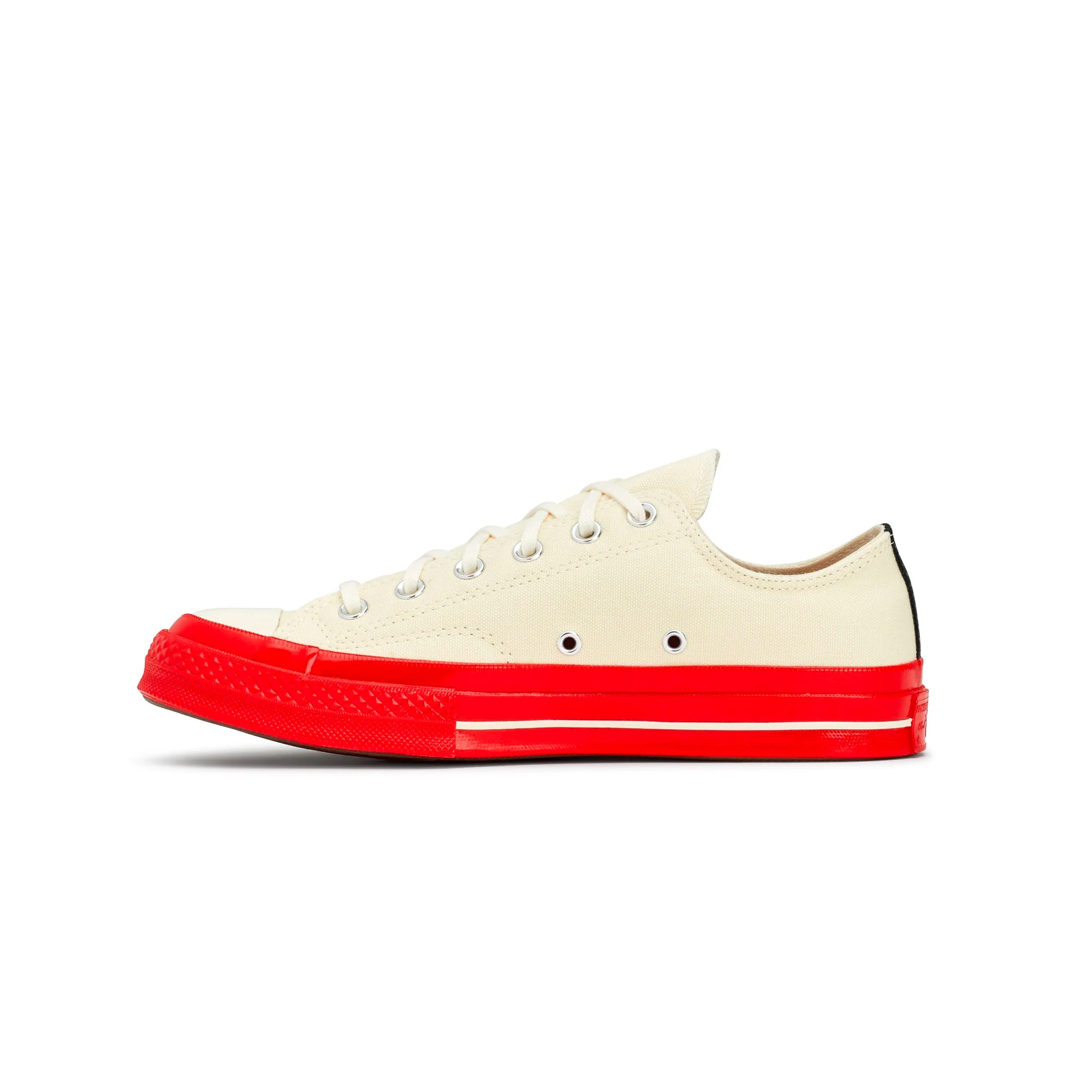 Comme des Garcons PLAY x Converse Chuck 70 Low Shoes Egret/Red - Image 4