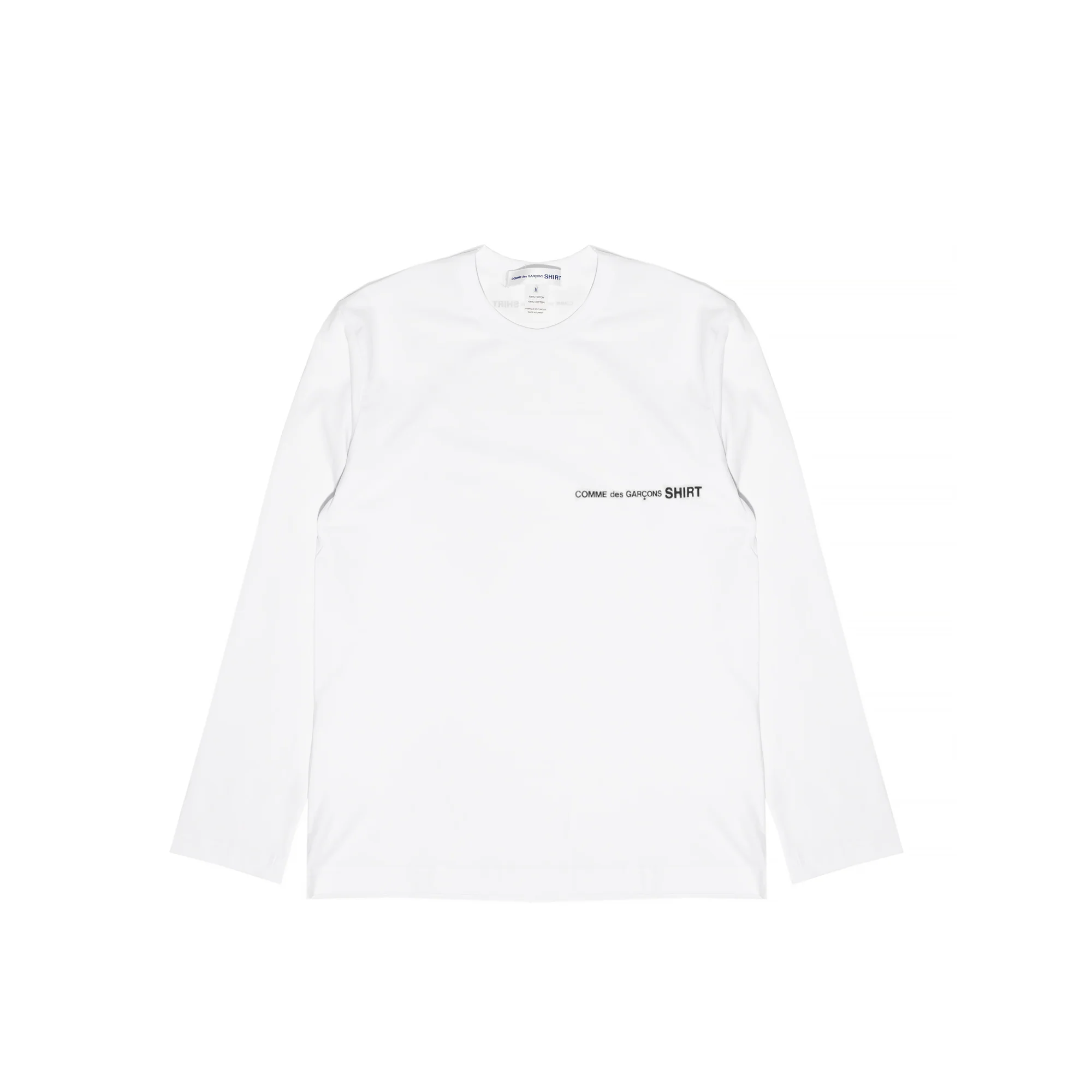 Comme Des Garcons Shirt Mens Logo LS Tee White