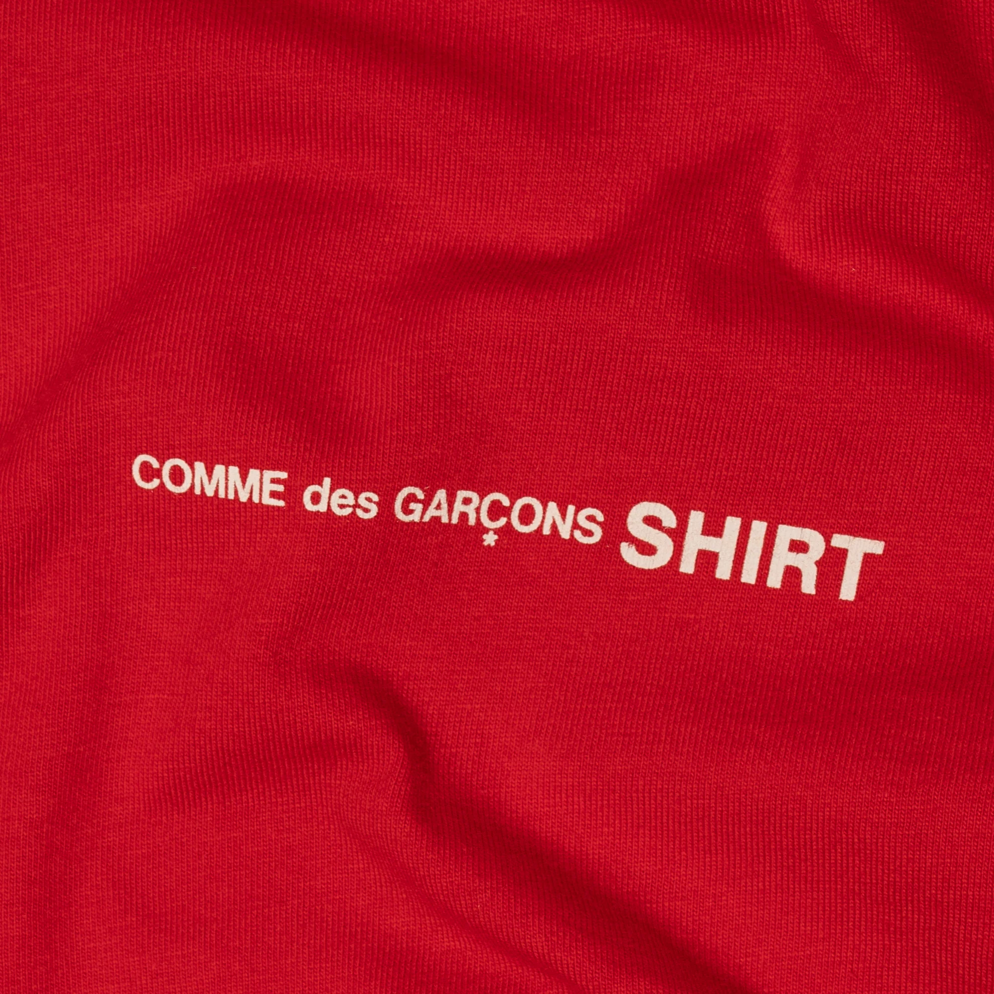Comme Des Garcons Shirt Mens Oversized Logo SS Tee Red - Image 4