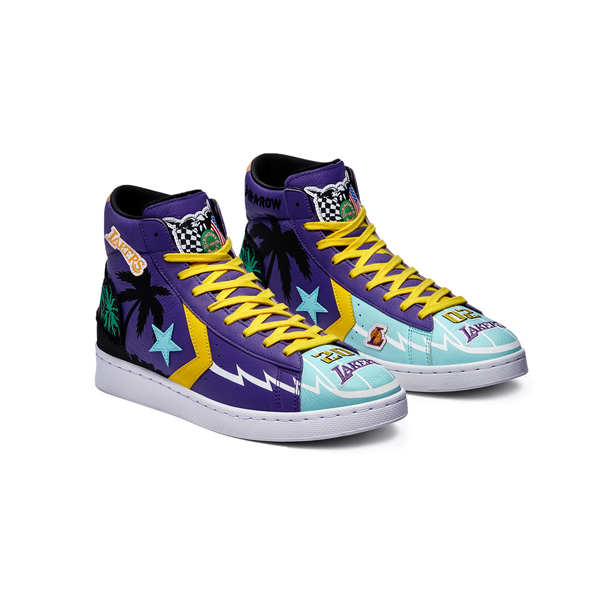 Converse Mens Pro Leather Hi Prism 'Violet Poolside' Shoes - Image 2