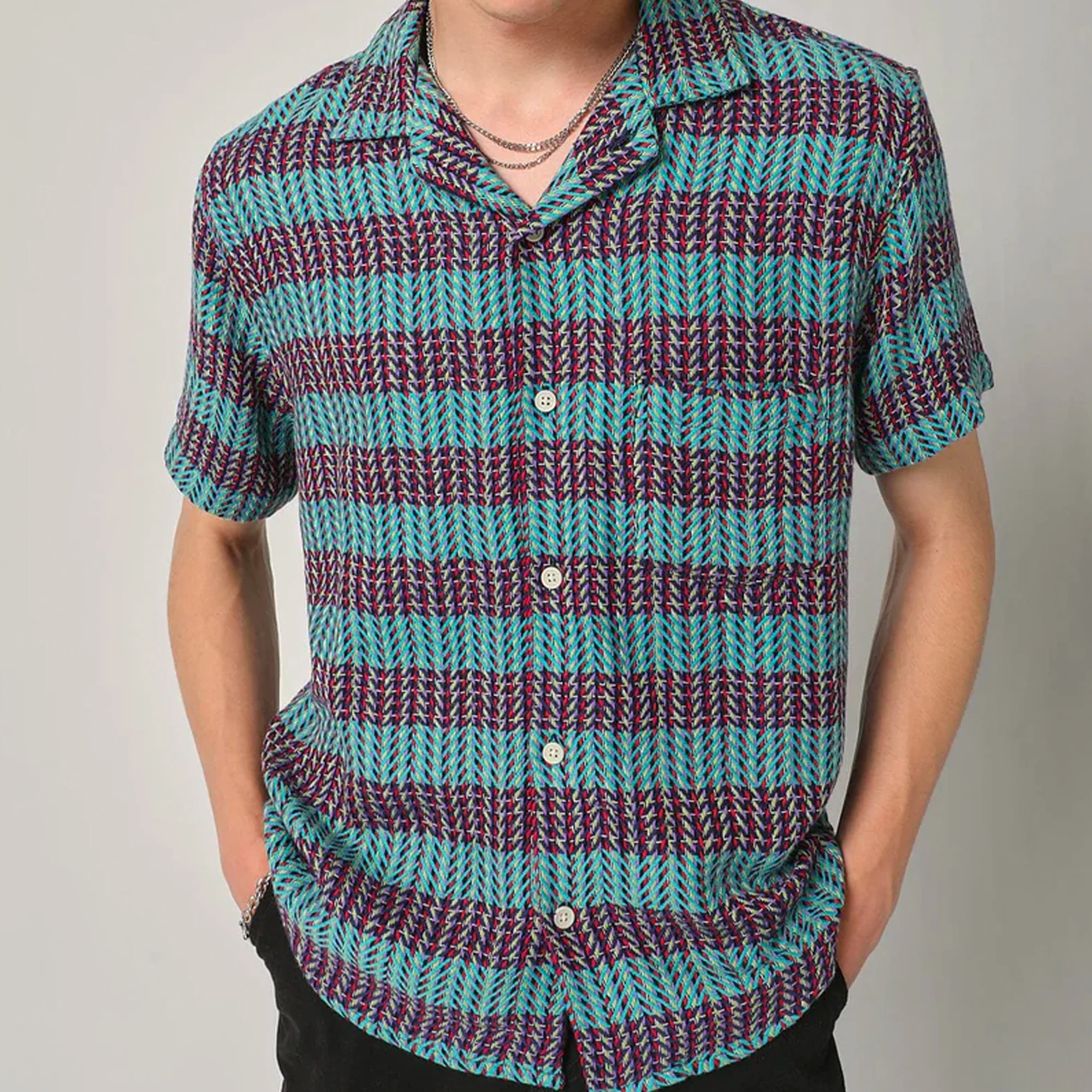 Corridor Mens Acid Plaid SS Shirt - Image 2