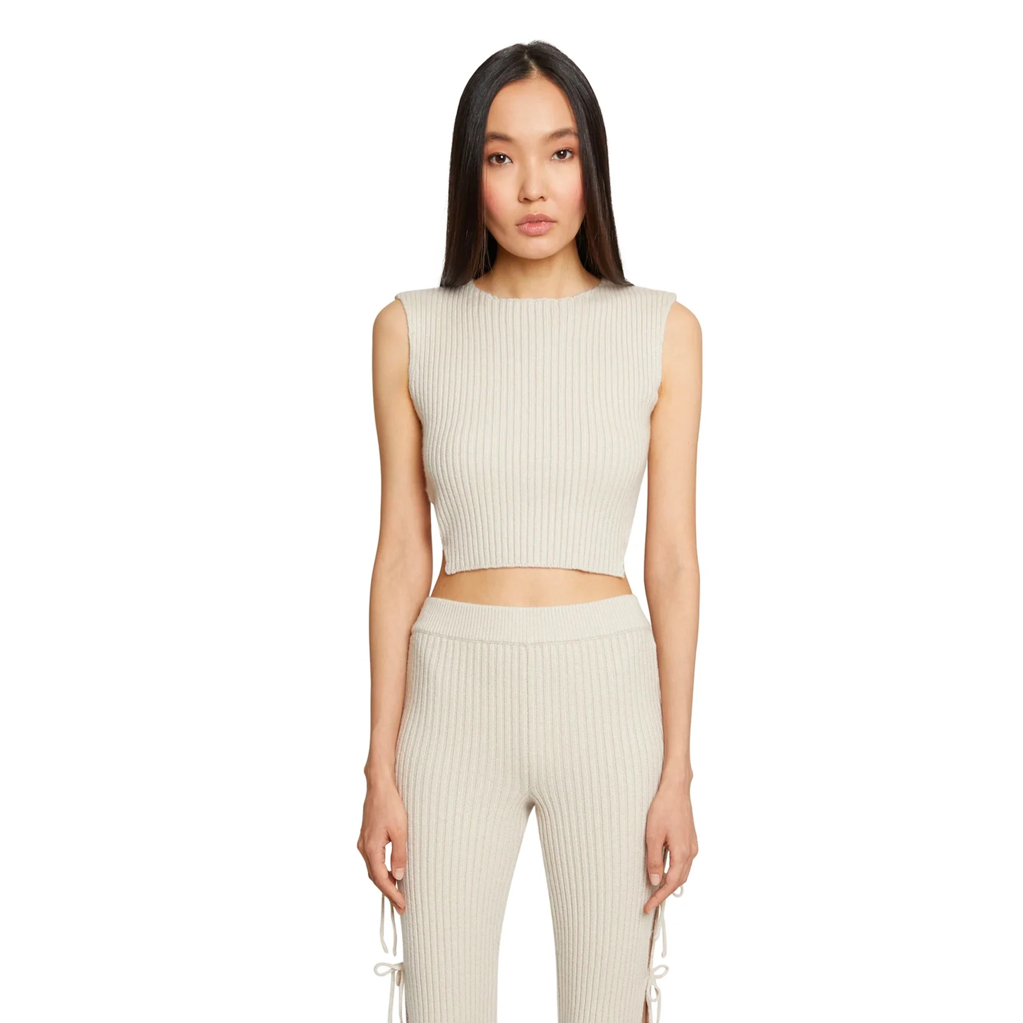 Danielle Guizio Womens Rib Knit backless Tan