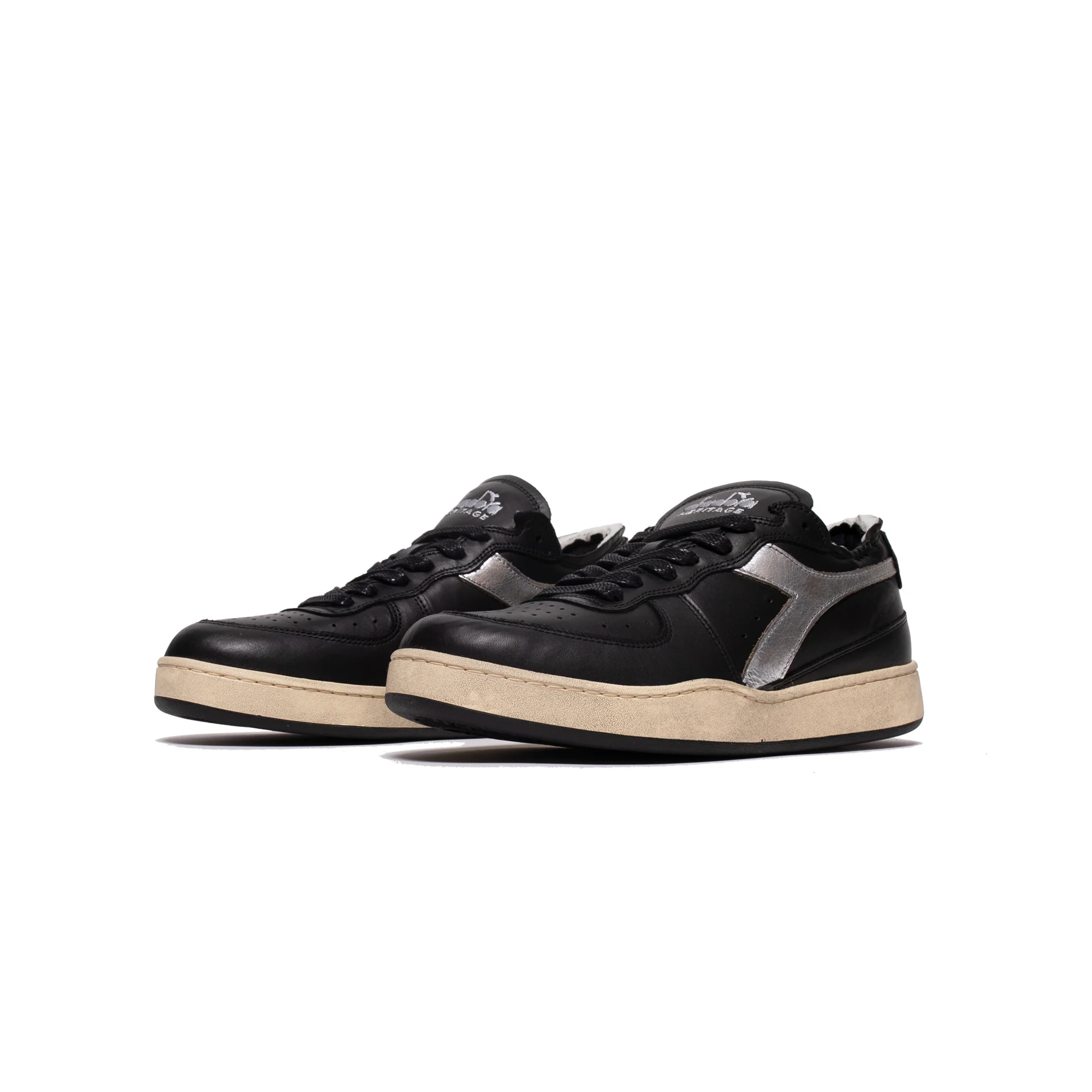 Diadora Mens Mi Basket Row Cut New Moon Shoes 'Black' - Image 2