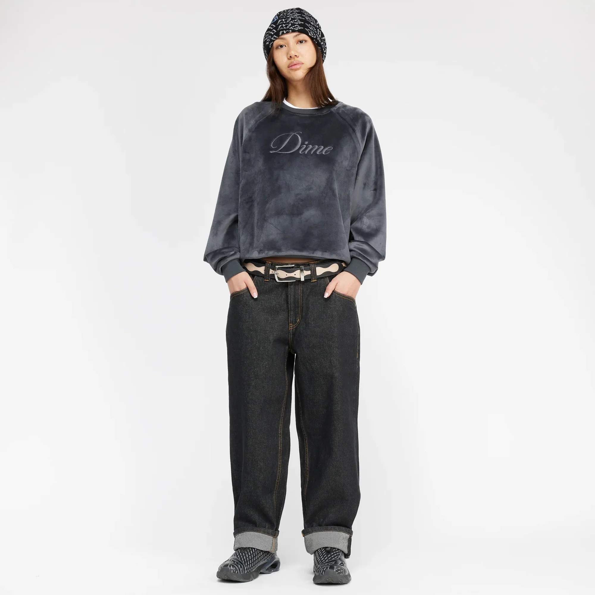Dime Mens Cursive Velvet Crewneck - Image 2