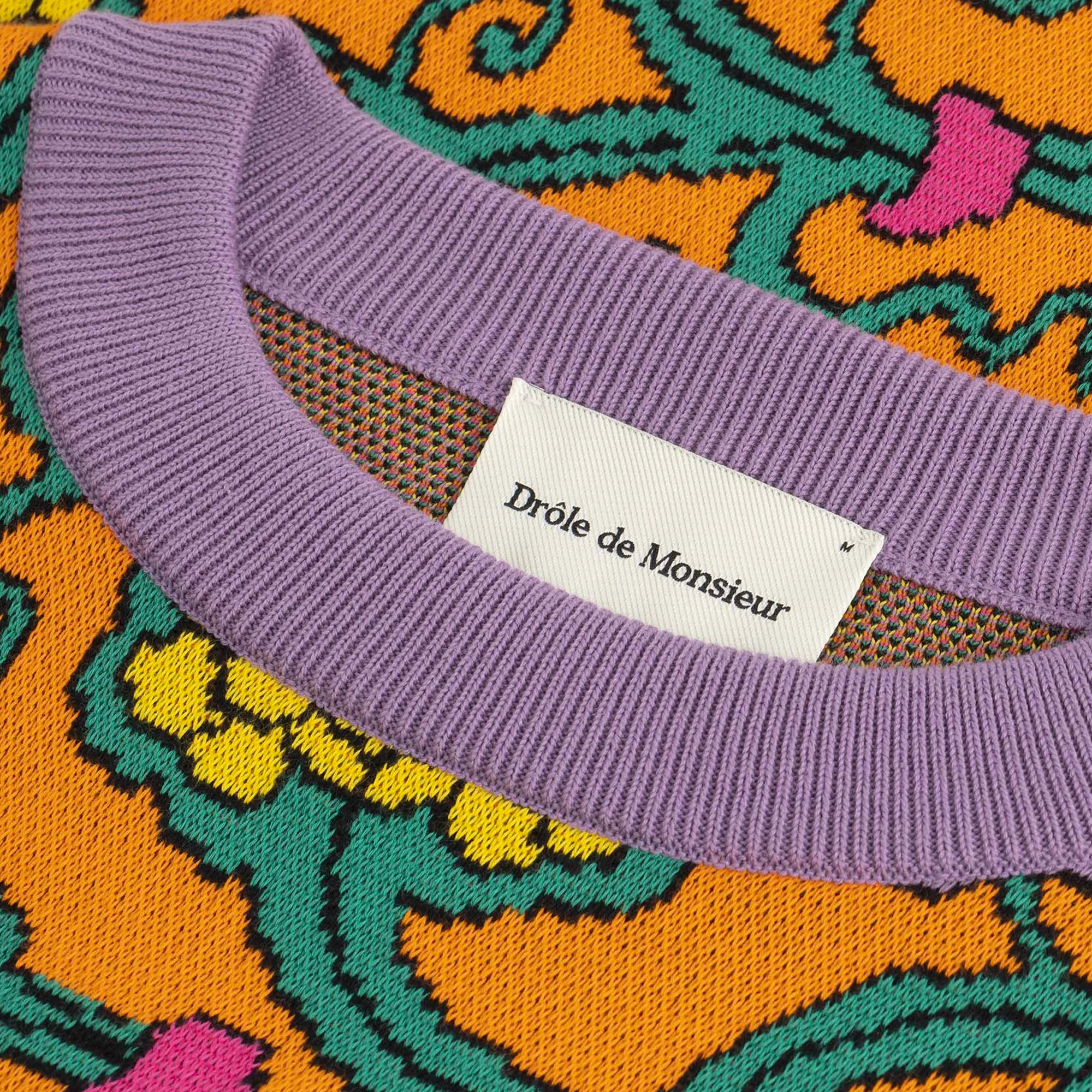 Drole De Monsieur Mens Grape Knit Sweater Orange - Image 2