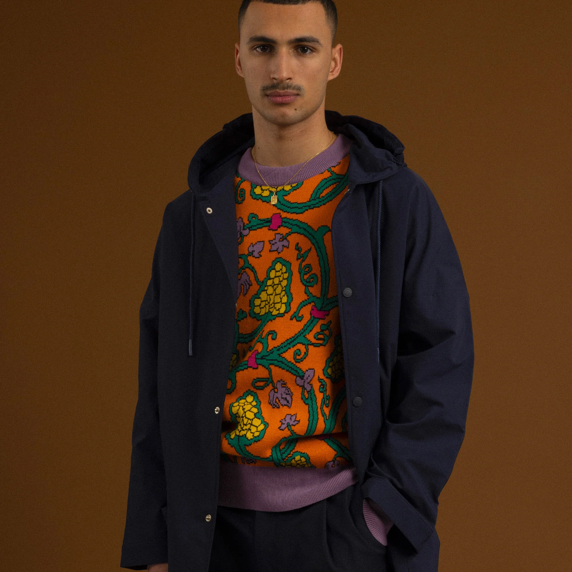 Drole De Monsieur Mens Grape Knit Sweater Orange - Image 4