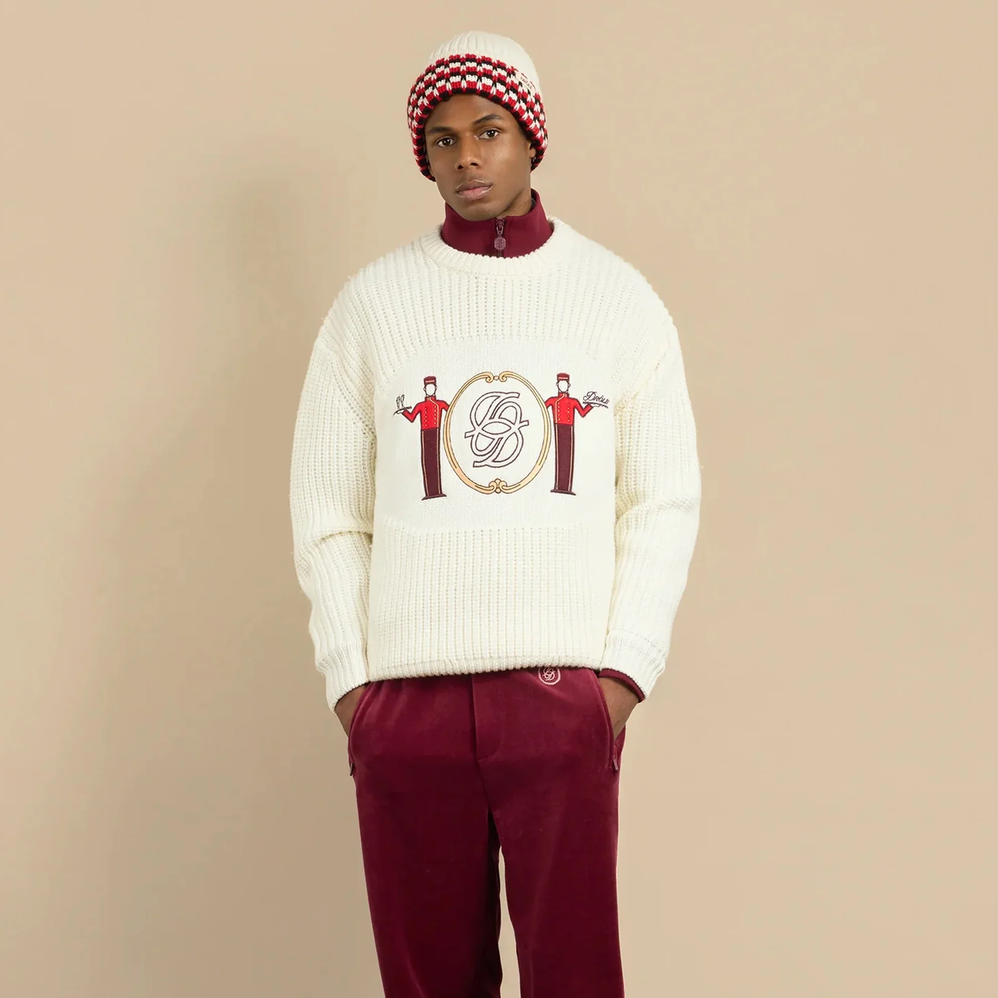 Drole De Monsieur Mens La Maille Jacquard Groom Sweatshirt - Image 2