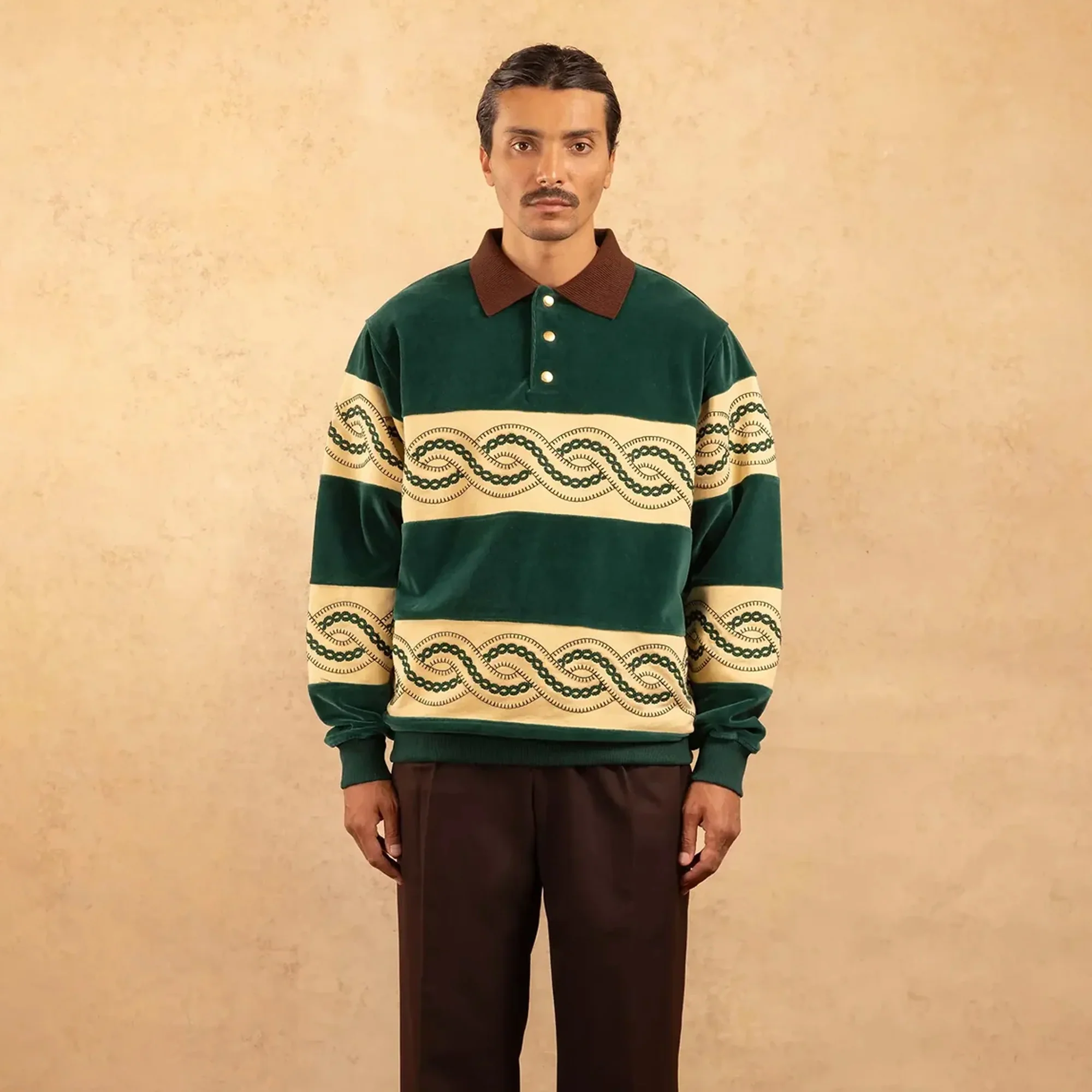 Drole de Monsieur Mens Le Polo Sweat Tresse Shirt - Image 2
