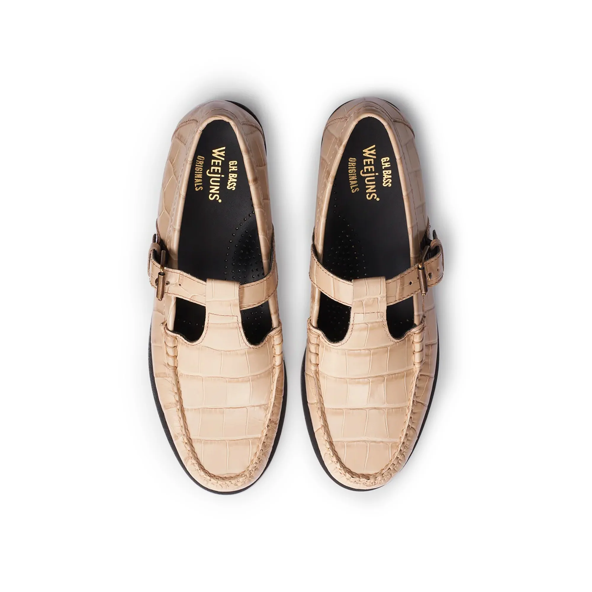 G.H. Bass Womens Mary Jane Croc Weejun Loafers 'Beige' - Image 2