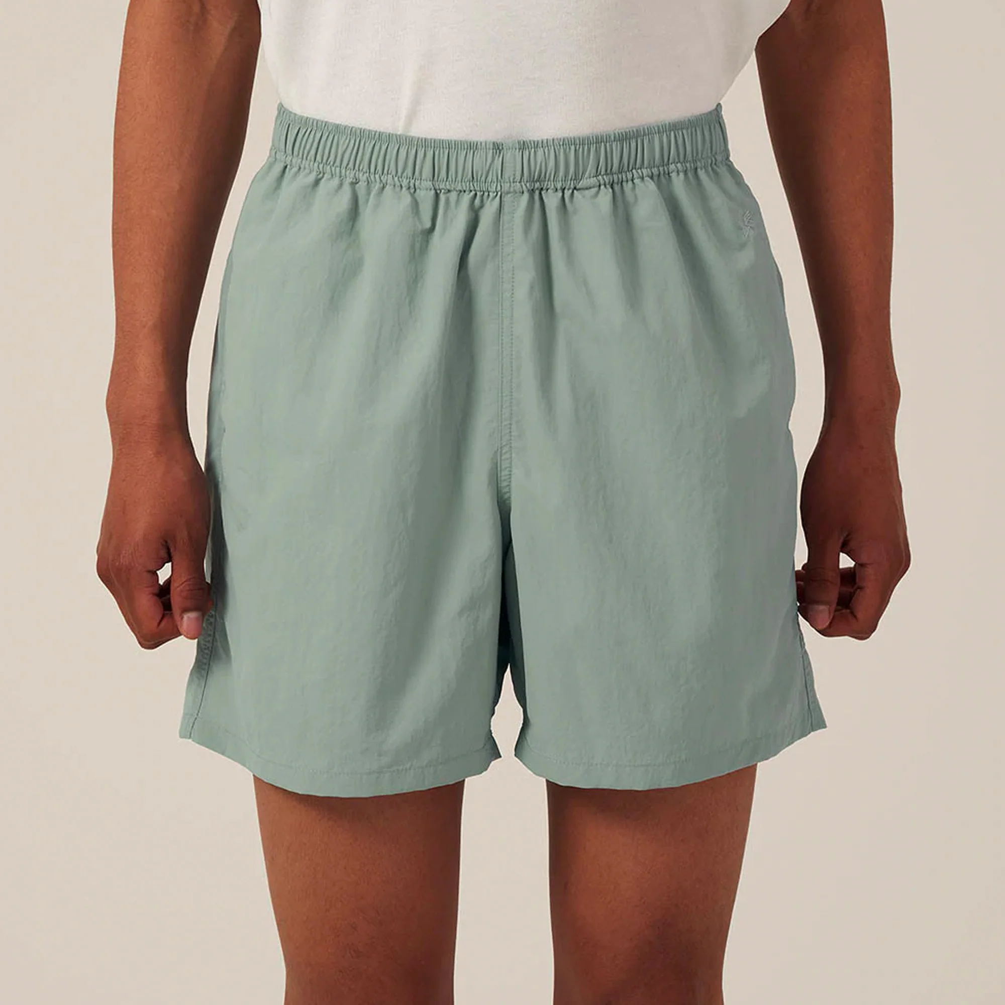 Goldwin Mens Nylon 5 Inch Shorts 'Aqua Gray' - Image 2