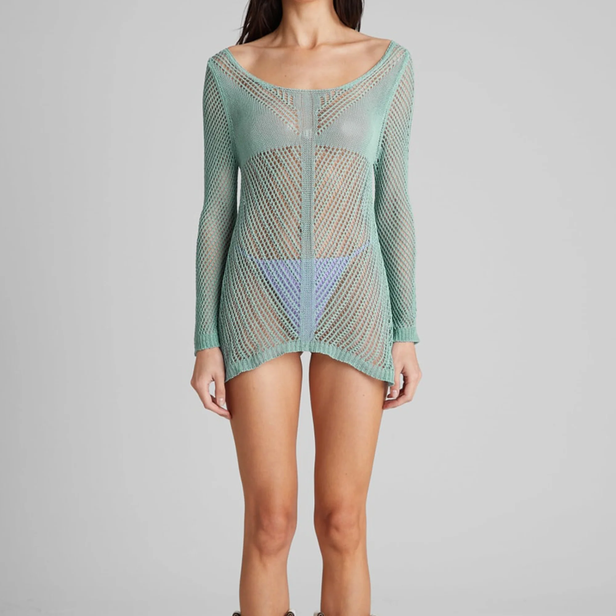 Guess USA Womens Washed Mesh Sweater - Image 2