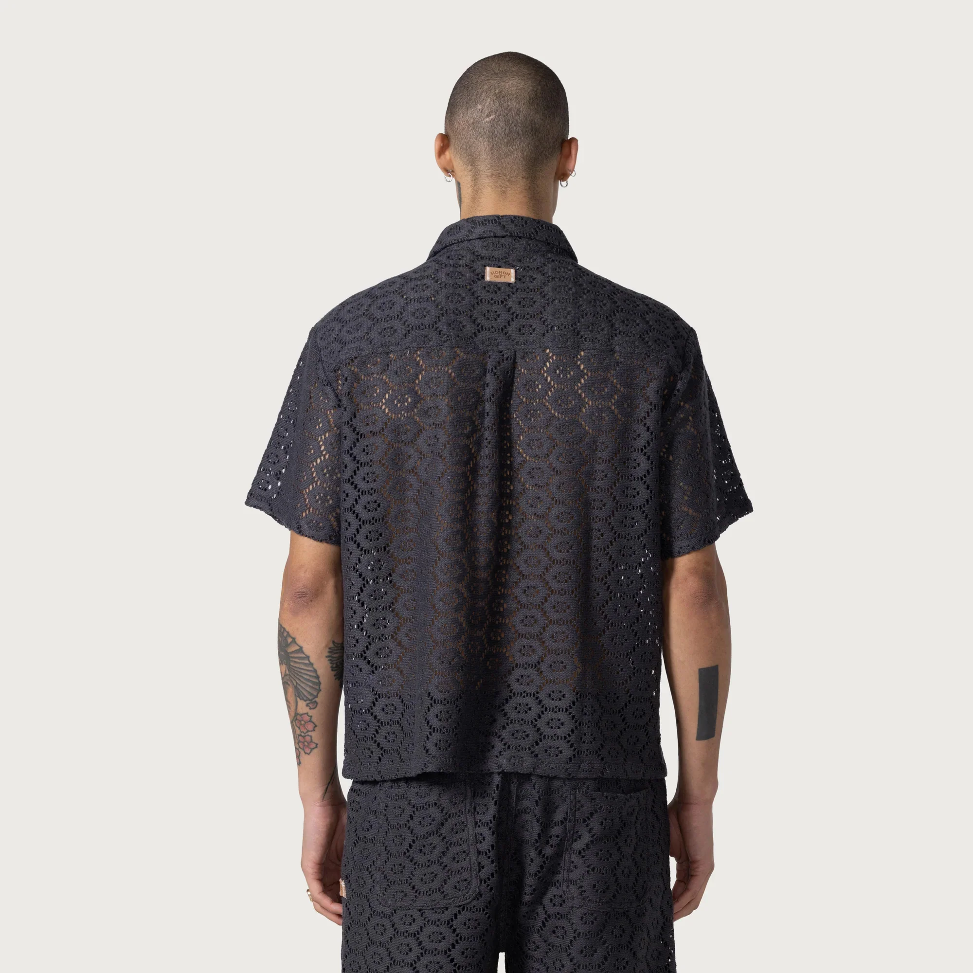 Honor The Gift Mens Crochet Button Up Shirt - Image 3