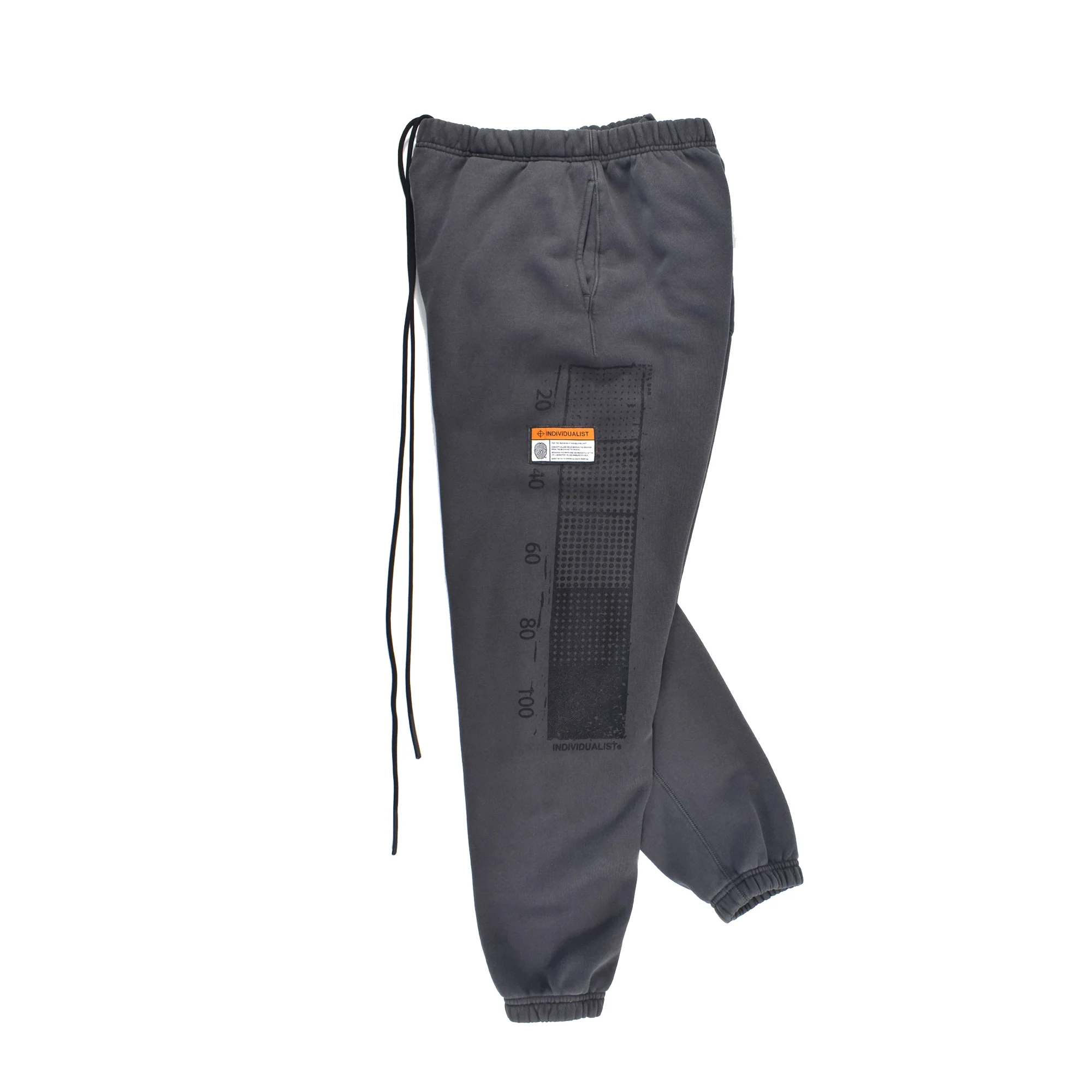 INDVLST Mens Distressed Test Bar Fleece Pants 'Over Dyed Dark Grey' - Image 3