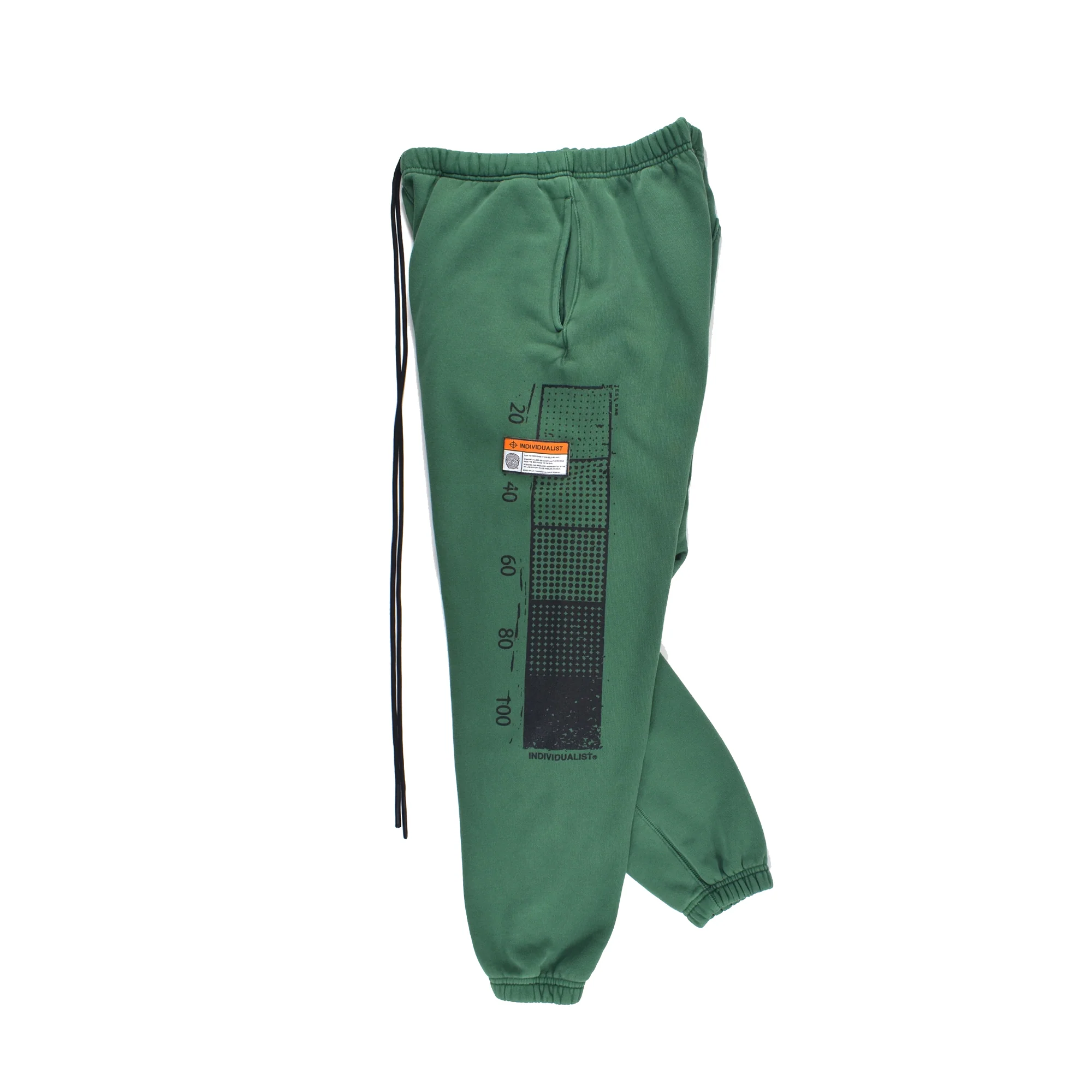 INDVLST Mens Distressed Test Bar Fleece Pant 'Over Dyed Dark Green' - Image 4