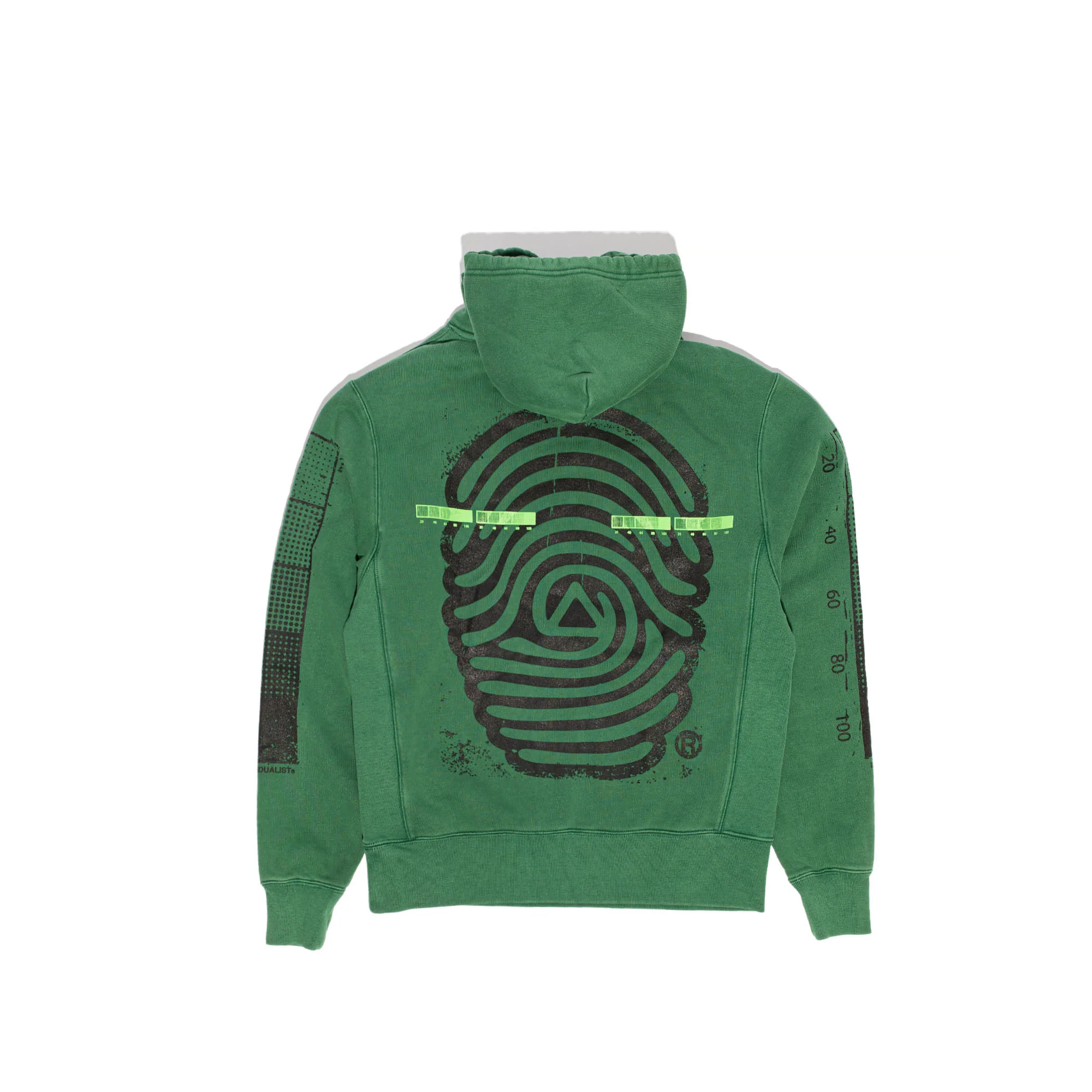 INDVLST Mens Distressed Test Bar Hoodie 'Over Dyed Dark Green' - Image 2