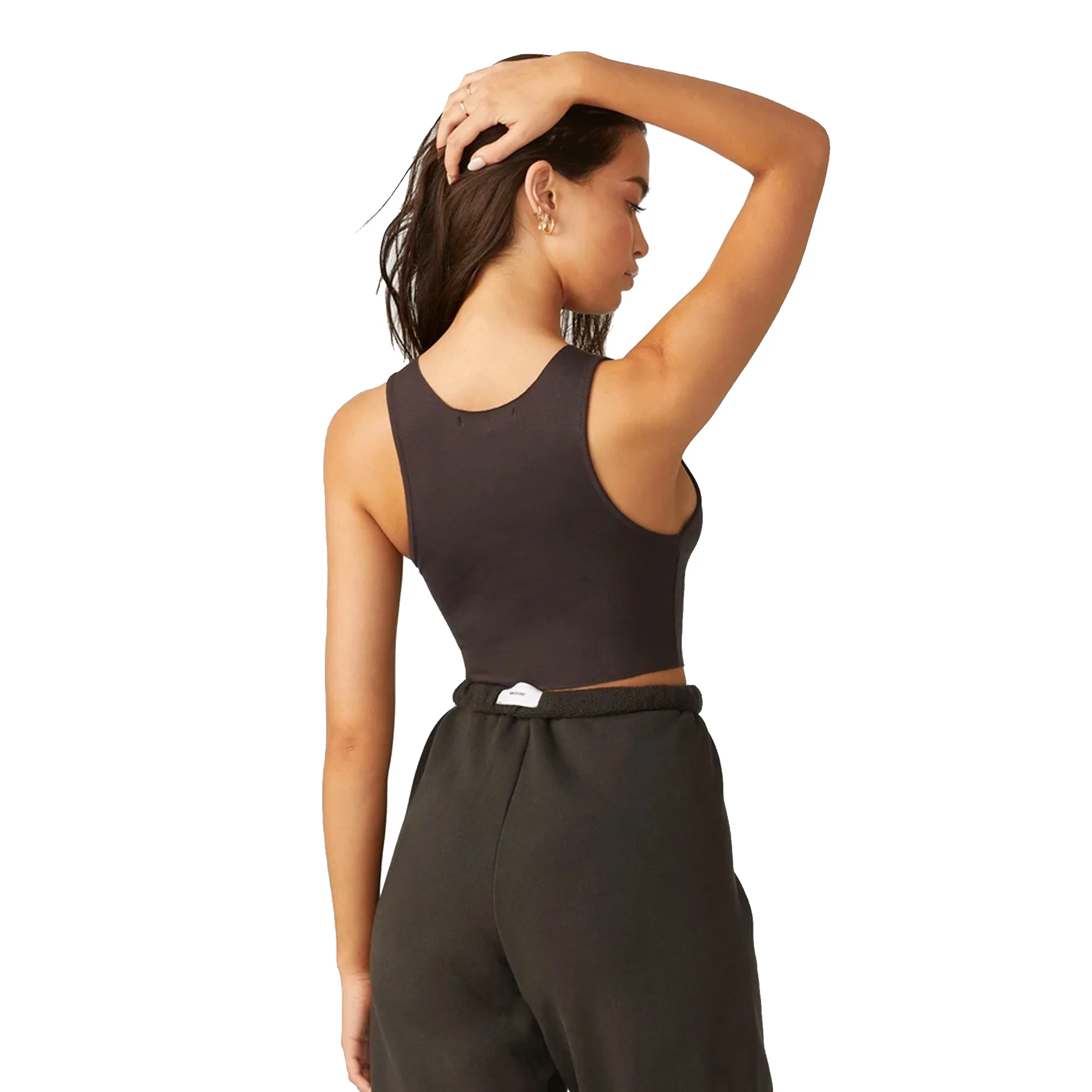 Joah Brown Womens Raw Edge Crop Tank Black - Image 2