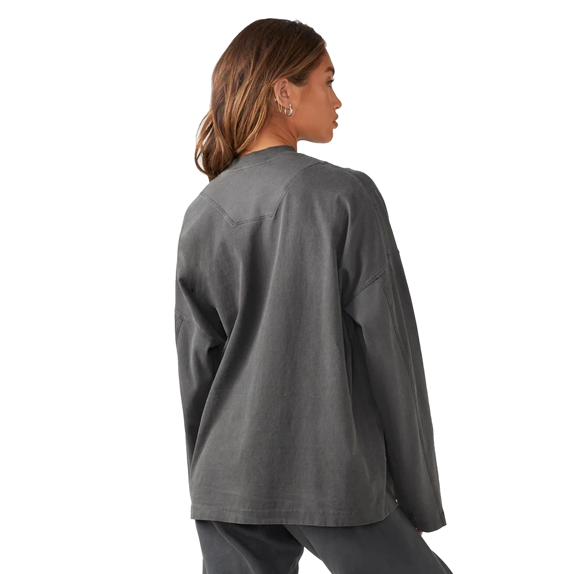 Joah Brown Womens Vintage Longsleeve Washed Black - Image 2
