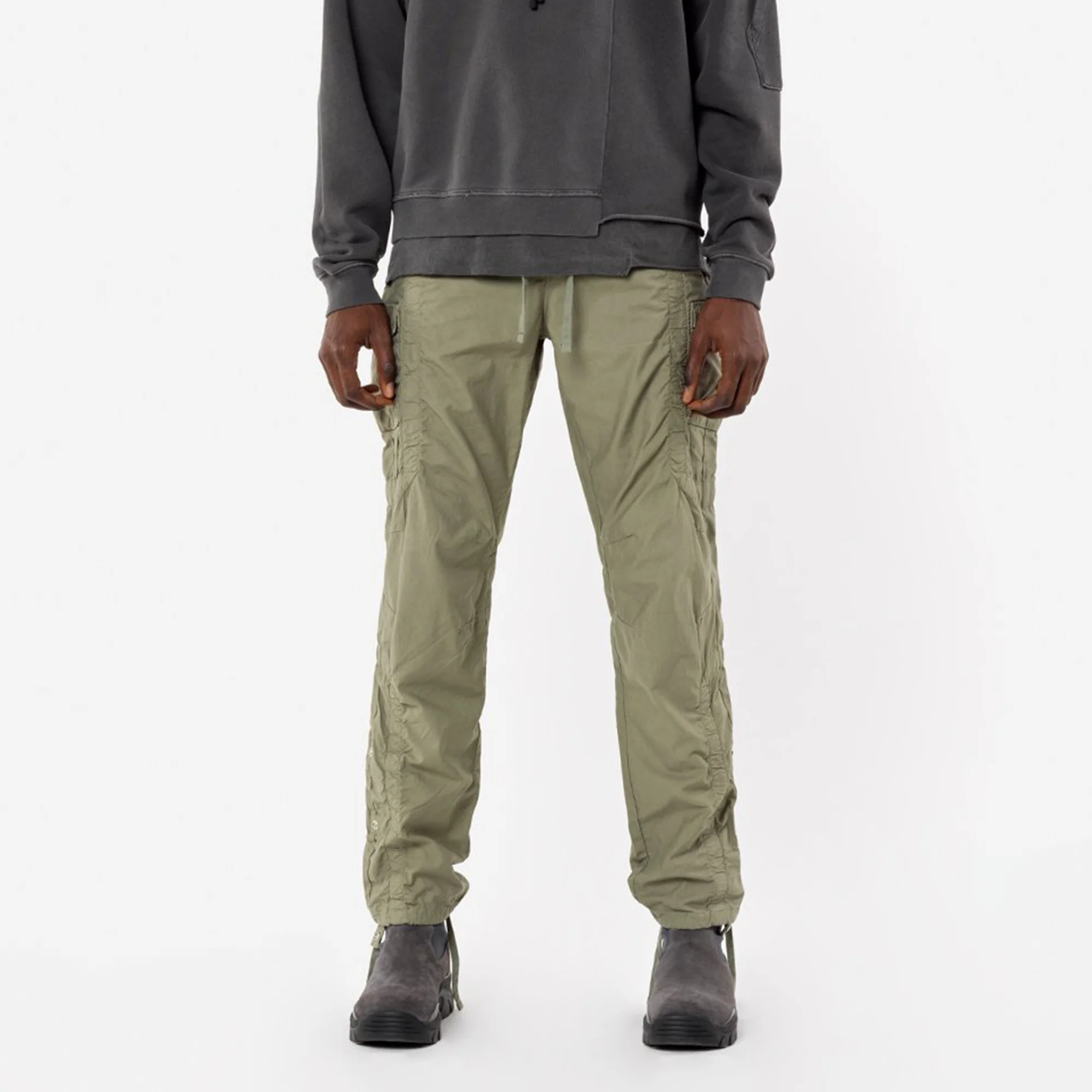 John Elliott Mens Cotton Poplin Frame Cargo Pants 'Olive' - Image 2