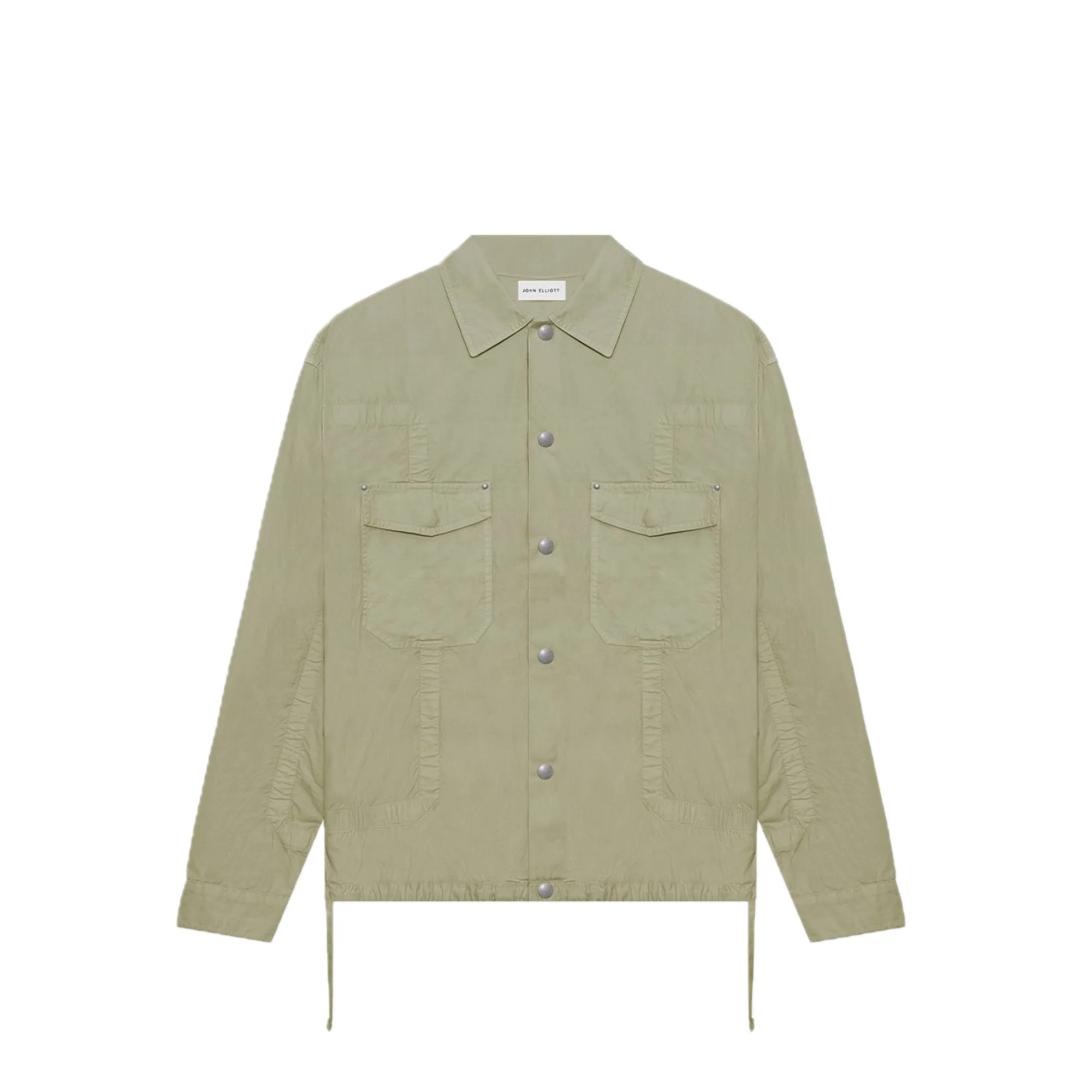 John Elliott Mens Cotton Poplin Frame Snap Overshirt 'Olive'
