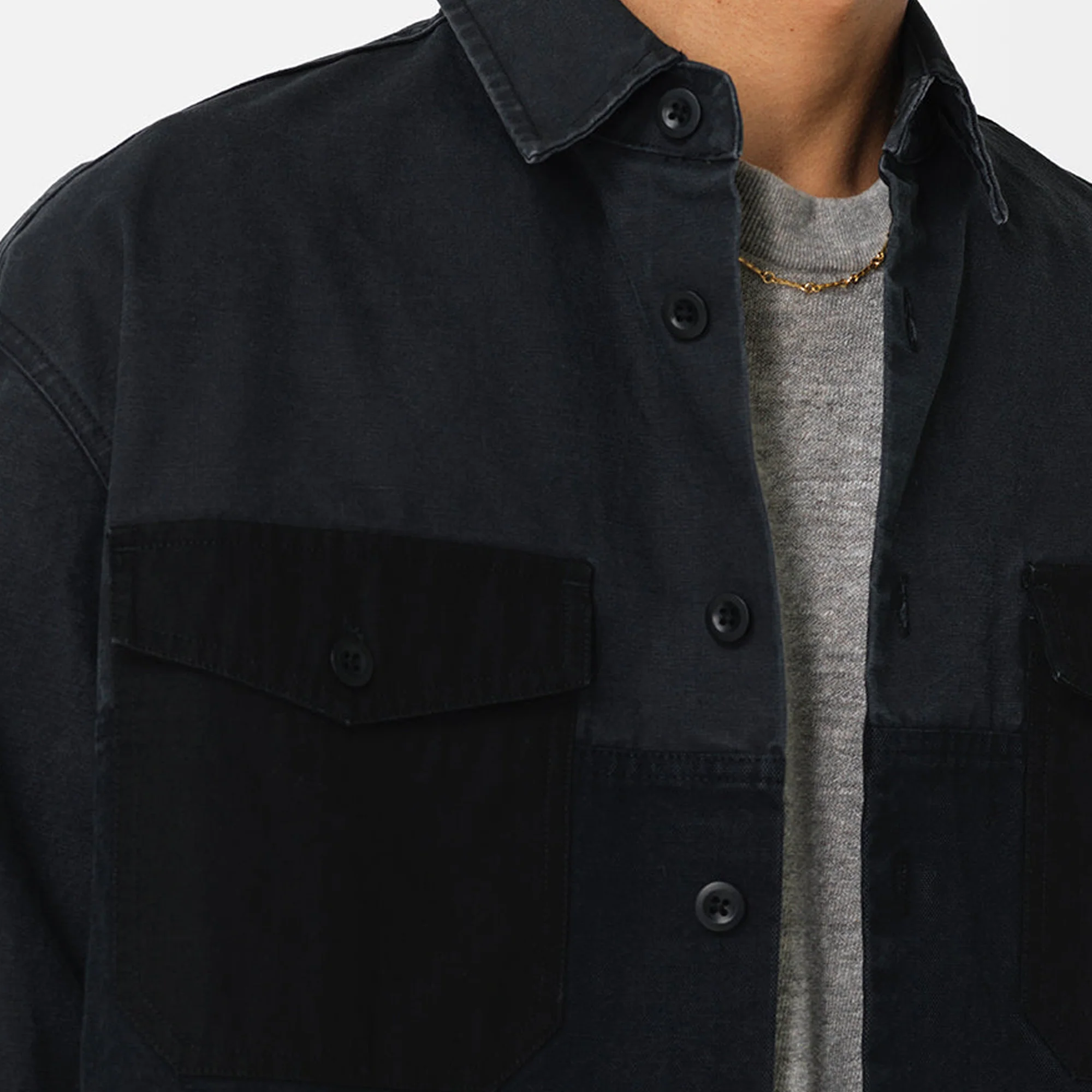 John Elliott Mens Paneled Military Shirt - Image 4