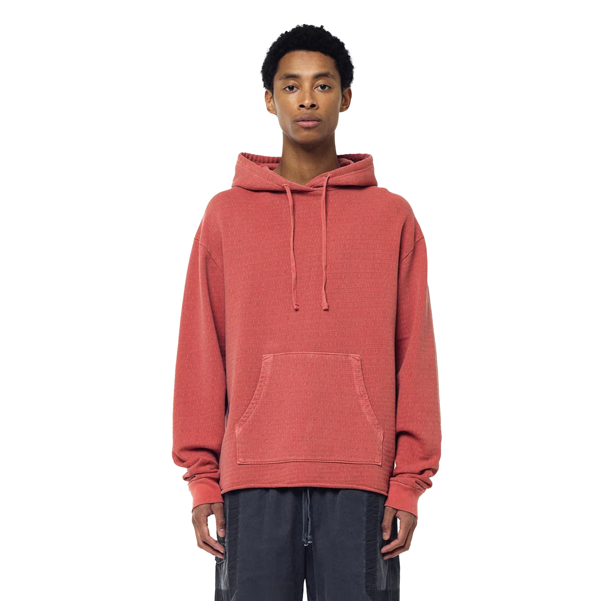 John Elliott Raw Edge Jacquard Terry Hoodie 'Terra Cotta' - Image 2