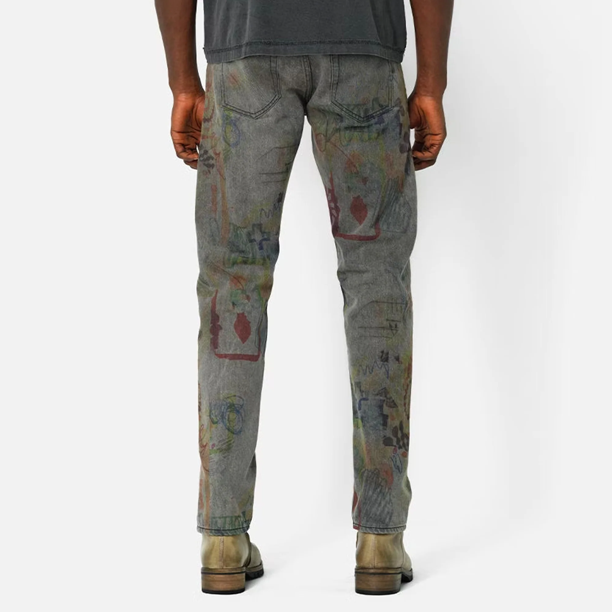 John Elliott Mens The Daze Black Scribble Pants - Image 3