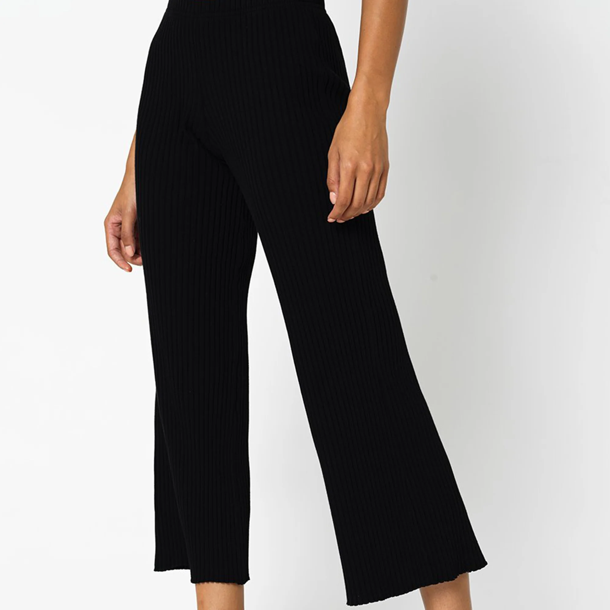 John Elliott Womens Ginza Rib Cropped Pant 'Black' - Image 4