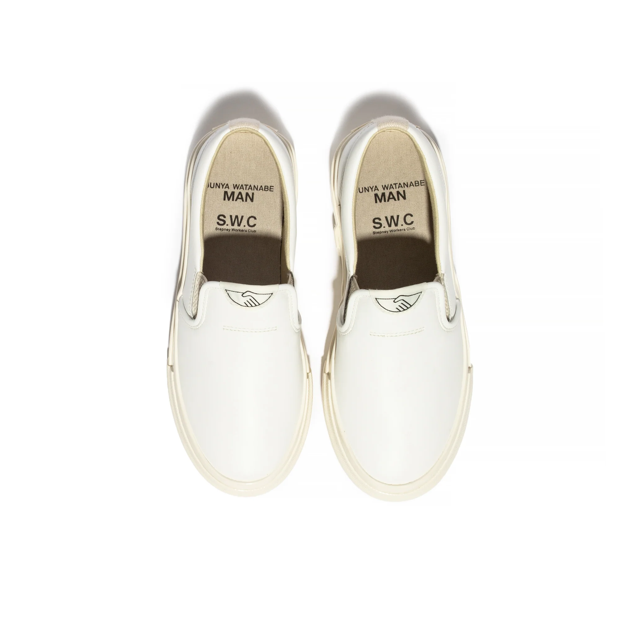 Junya Watanabe MAN X Stepney Workers Club Leather Slip On Shoes White - Image 4